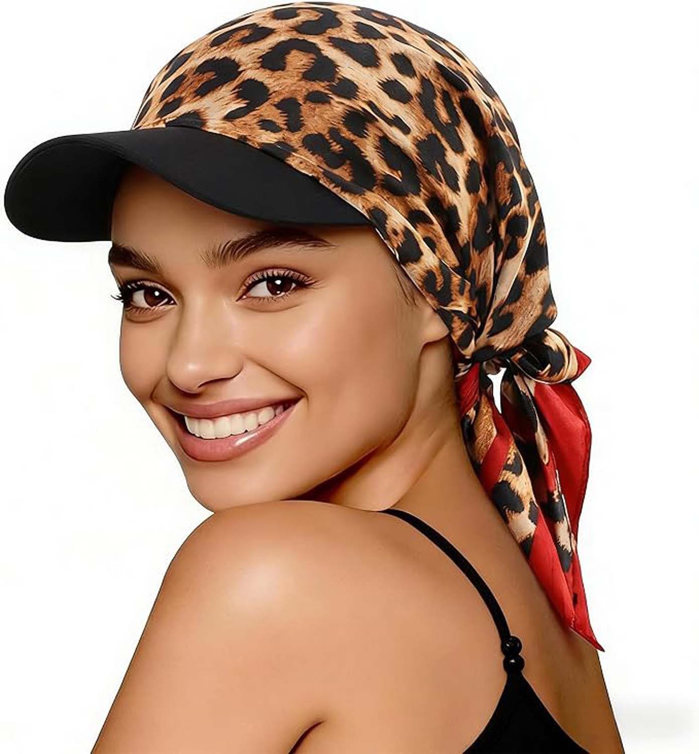 nsihing Turbanmütze Mütze mit Kopftuch für Damen Kopftuch mit Krempenvisier