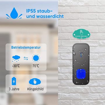 JOEAIS Türklingel-Set Funkklingel Kabellose Türklingel Wireless Boorbell 400m 110dB, Haustürklingel 3 Empfänger Batteriebetrieben Aussen Klingel Haustür