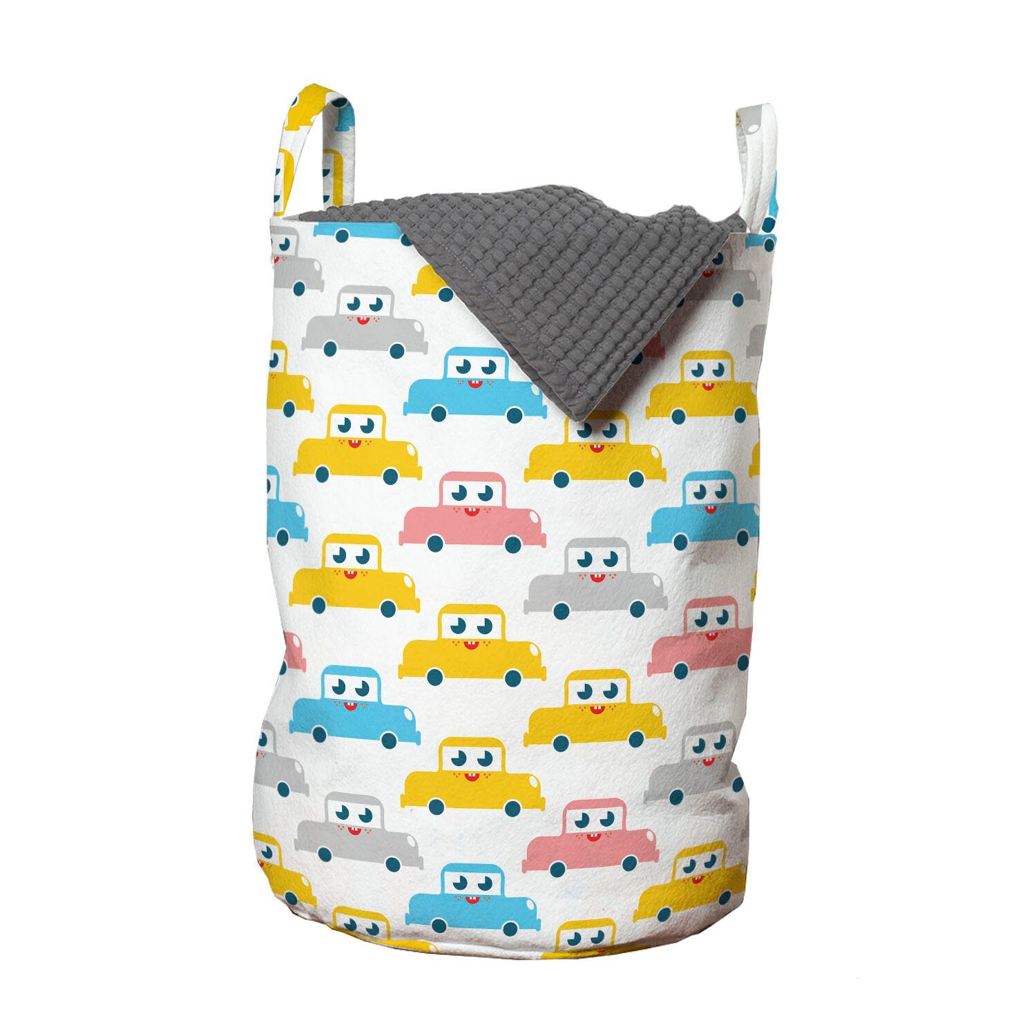 Abakuhaus Wäschesäckchen Wäschekorb mit Griffen Kordelzugverschluss für Waschsalons, Kindisch Kinder Autos Spielzeug Spielerisch
