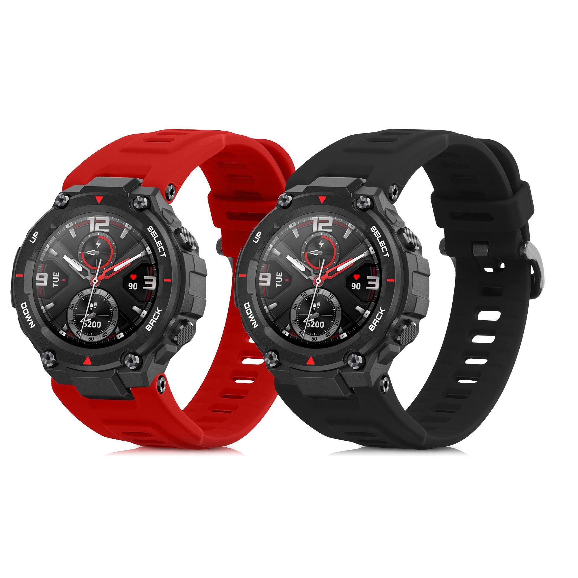kwmobile 2x Uhrenarmband für Huami Amazfit T-Rex / T-Rex Pro Armband Smartwatch, 2-tlg., Fitnesstracker Band Set aus TPU Silikon - Ersatzarmband Smartwatch
