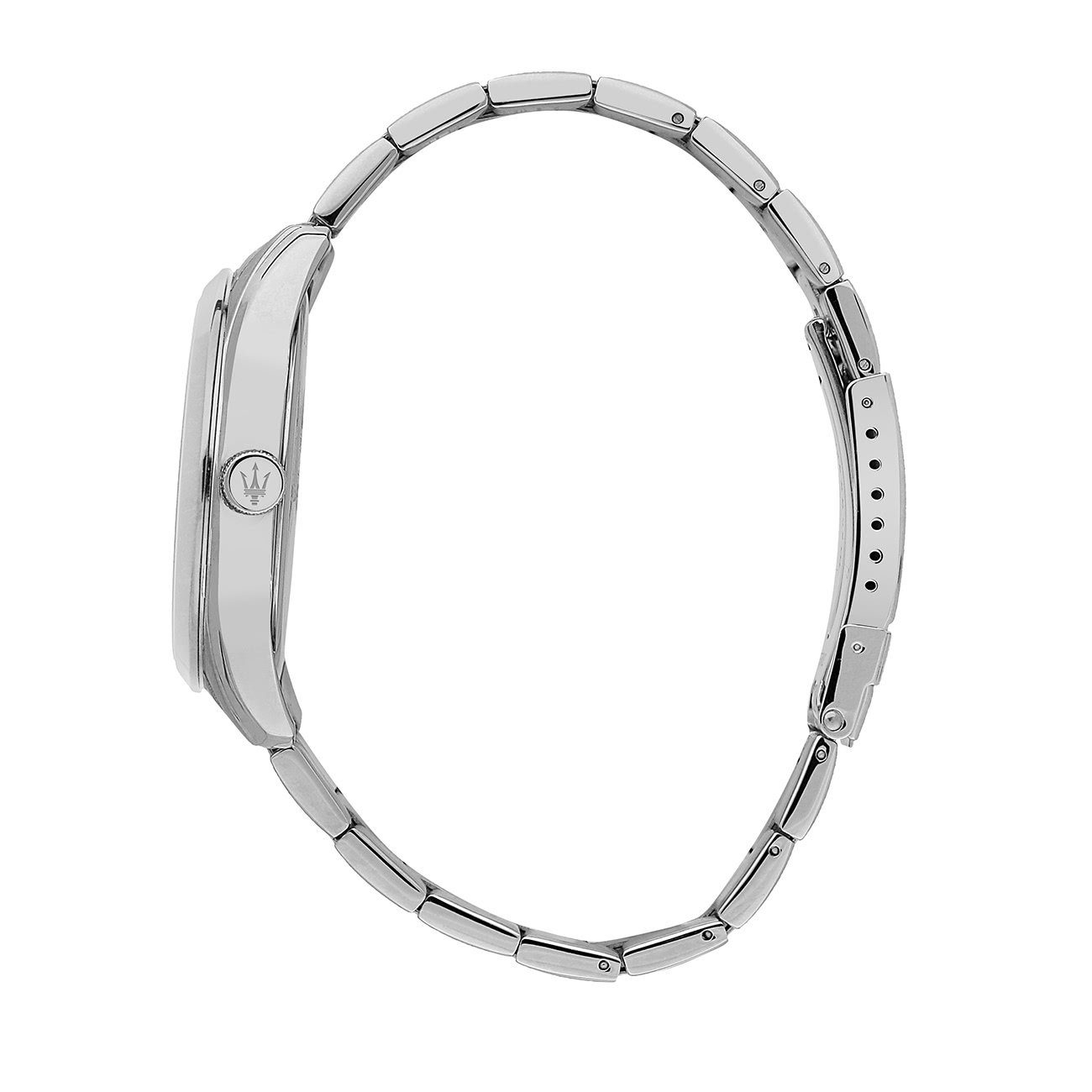 MASERATI Quarzuhr Maserati Herrenuhr Attrazione, (Analoguhr), Herrenuhr rund, groß (ca. 43mm) Edelstahlarmband, Made-In Italy