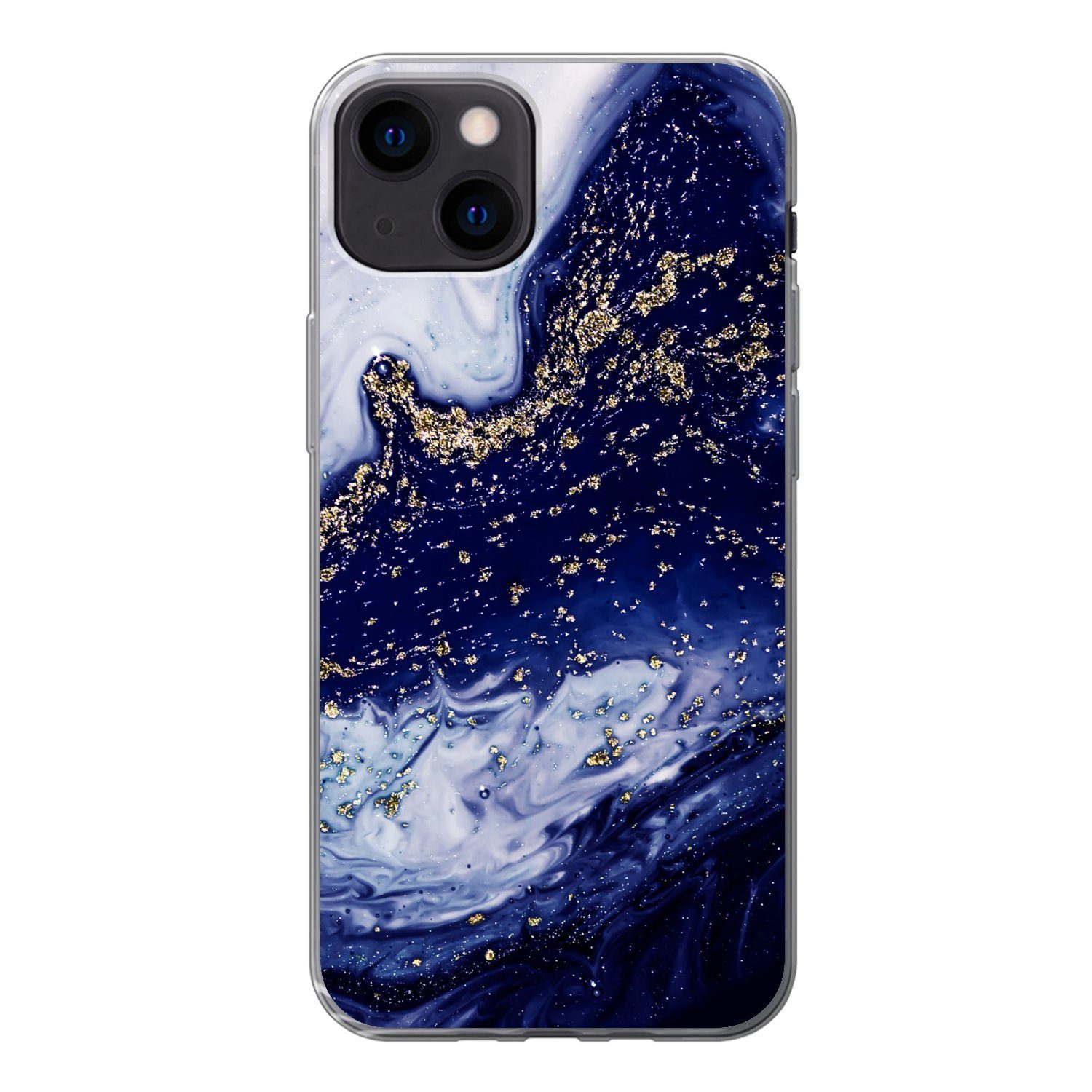 MuchoWow Handyhülle für Apple iPhone 13 Marmor - Gold - Natursteine, Smartphone-Bumper, Print, Handy Schutzhülle Dünn