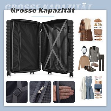 Flieks Hartschalen-Trolley, 4 Rollen, Handgepäck Trolley Set Hartschale Koffer Reise wasserdicht Erweiterung