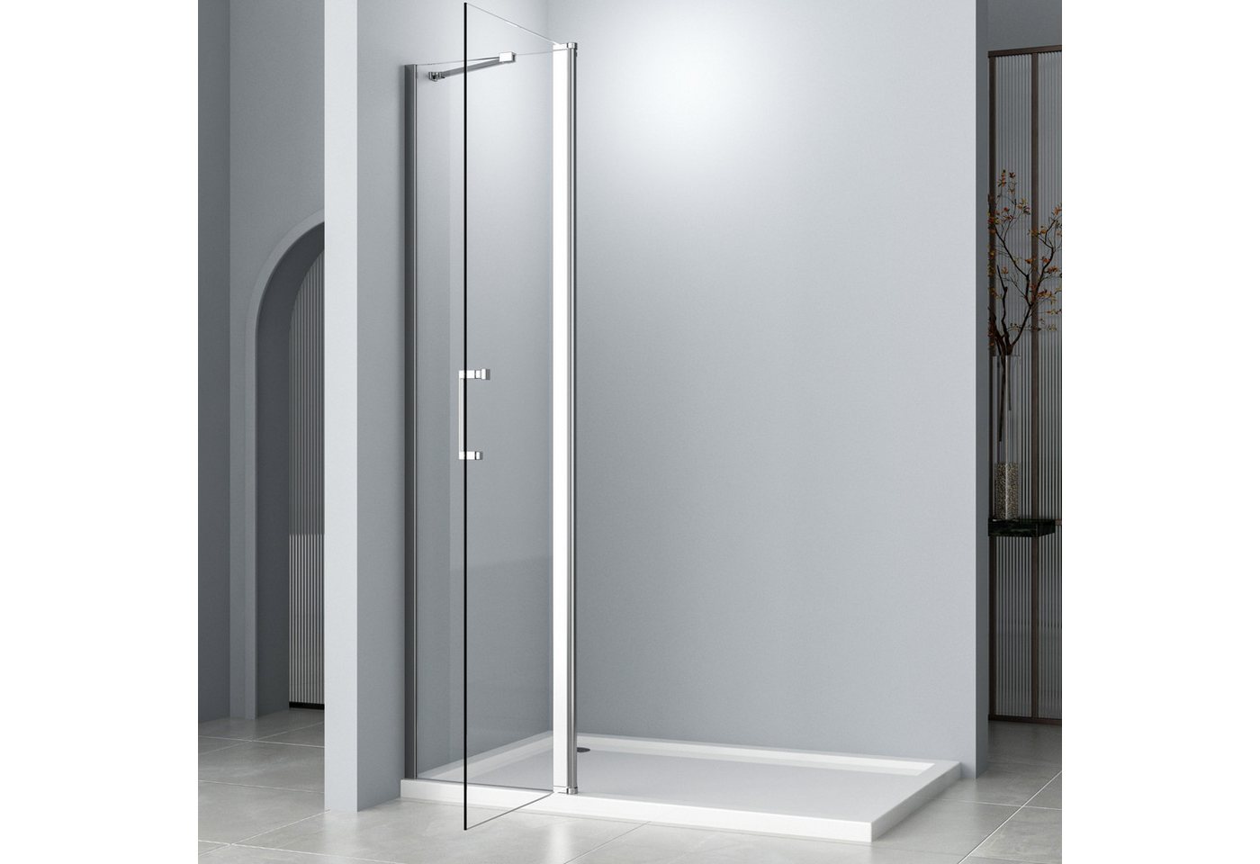 Thumbnail - Hopibath Walk-in-Dusche Walk In Duschwand faltbar Duschabtrennung faltbar, Sicherheitsglas NANO, (Duschtrennwand, 180° f...