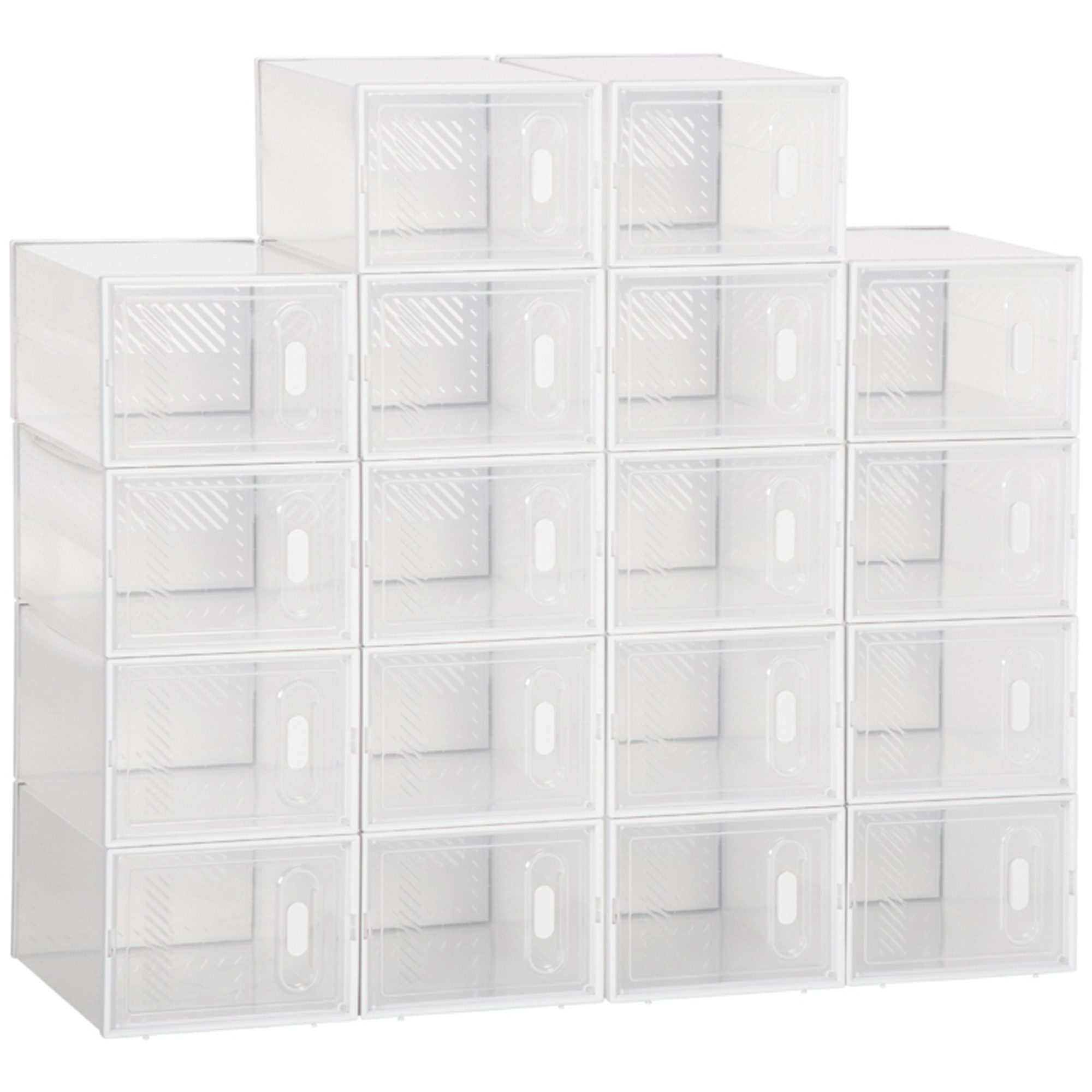 MC Star Schuhregal Set von 18 modularen Schuhablageboxen mit transparenten Türen, Maße 25L x 35B x 19H cm 18-tlg.