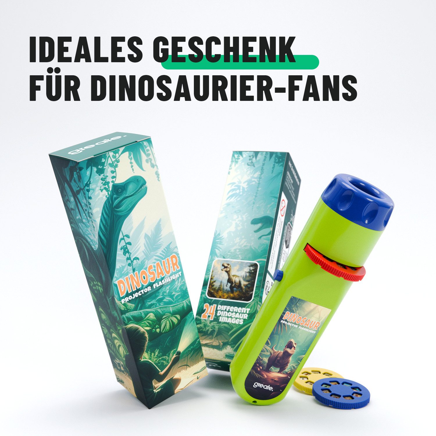 greate. Diaprojektor Taschenlampe Dinosaurier Kinder - Dino Projektor Lampe mit 24 Bildern