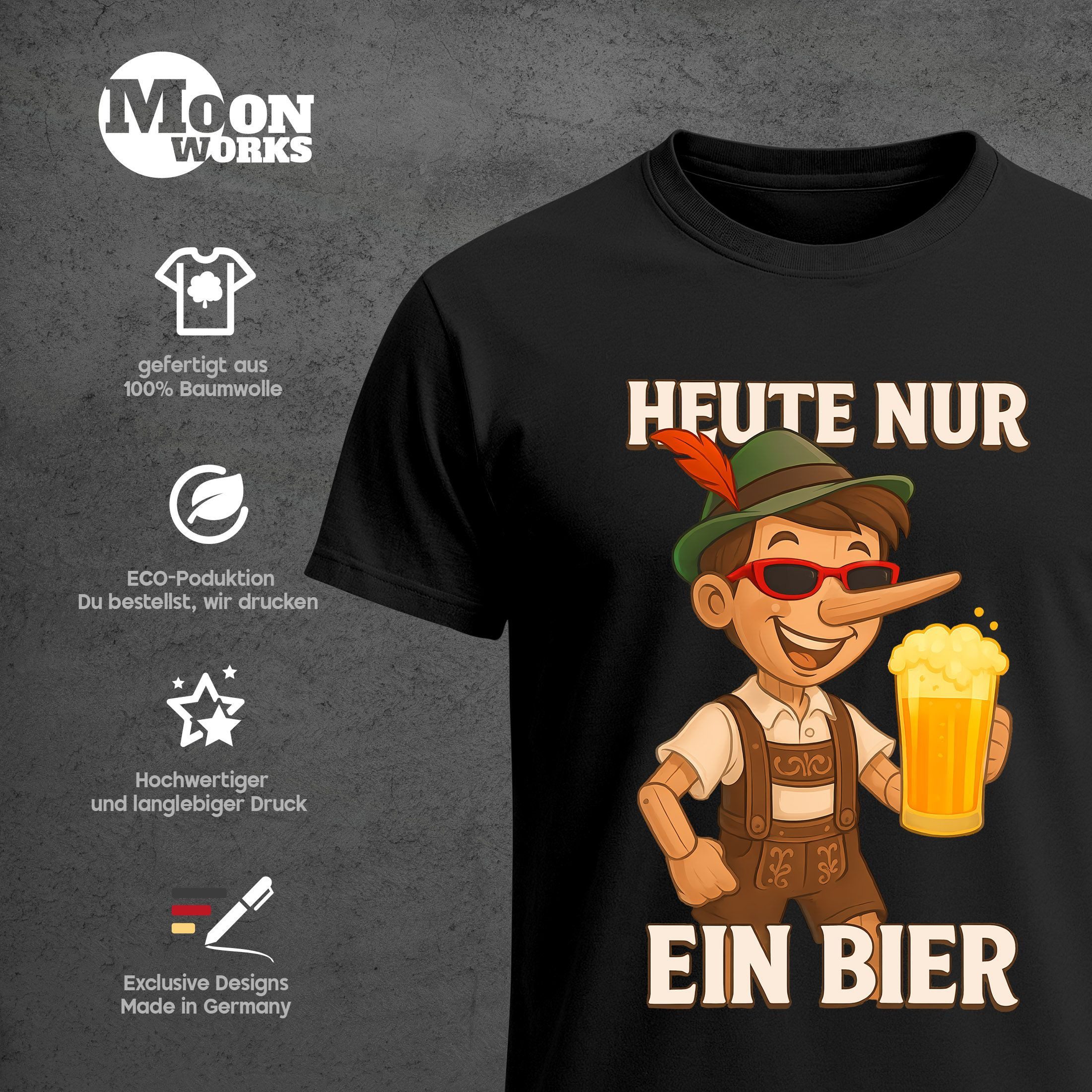 MoonWorks Print-Shirt Herren T-Shirt für das Oktoberfest Heute nur ein Bier günstig online kaufen