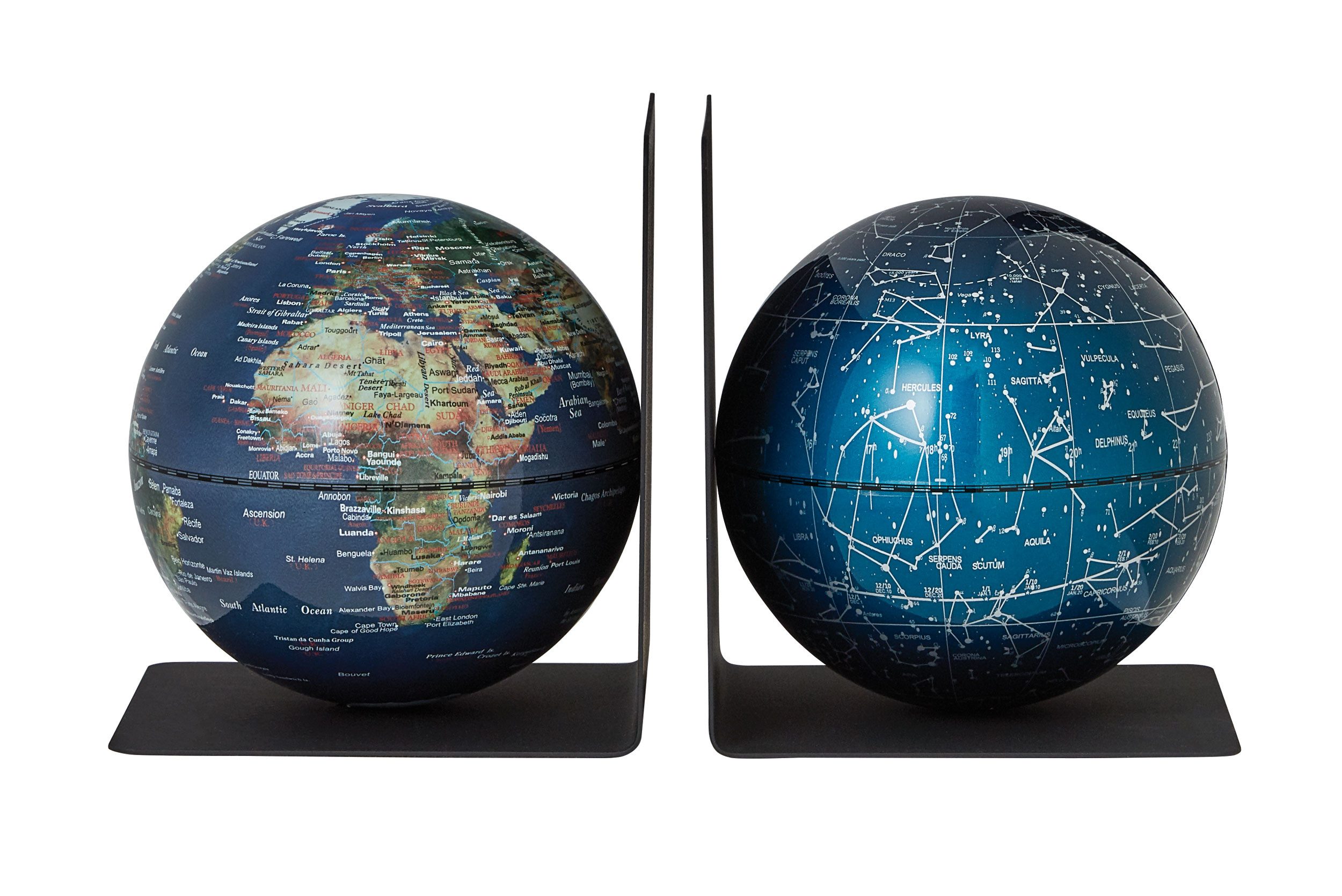 TROIKA Globus BOOKGLOBE, Metall-Buchstütze mit magnetischen, abnehmbaren Globen, (13 cm Durchmesser, 2-tlg), 13 x 13 x 15,3 cm englische Beschriftung, verschiedene Цвета(ов)