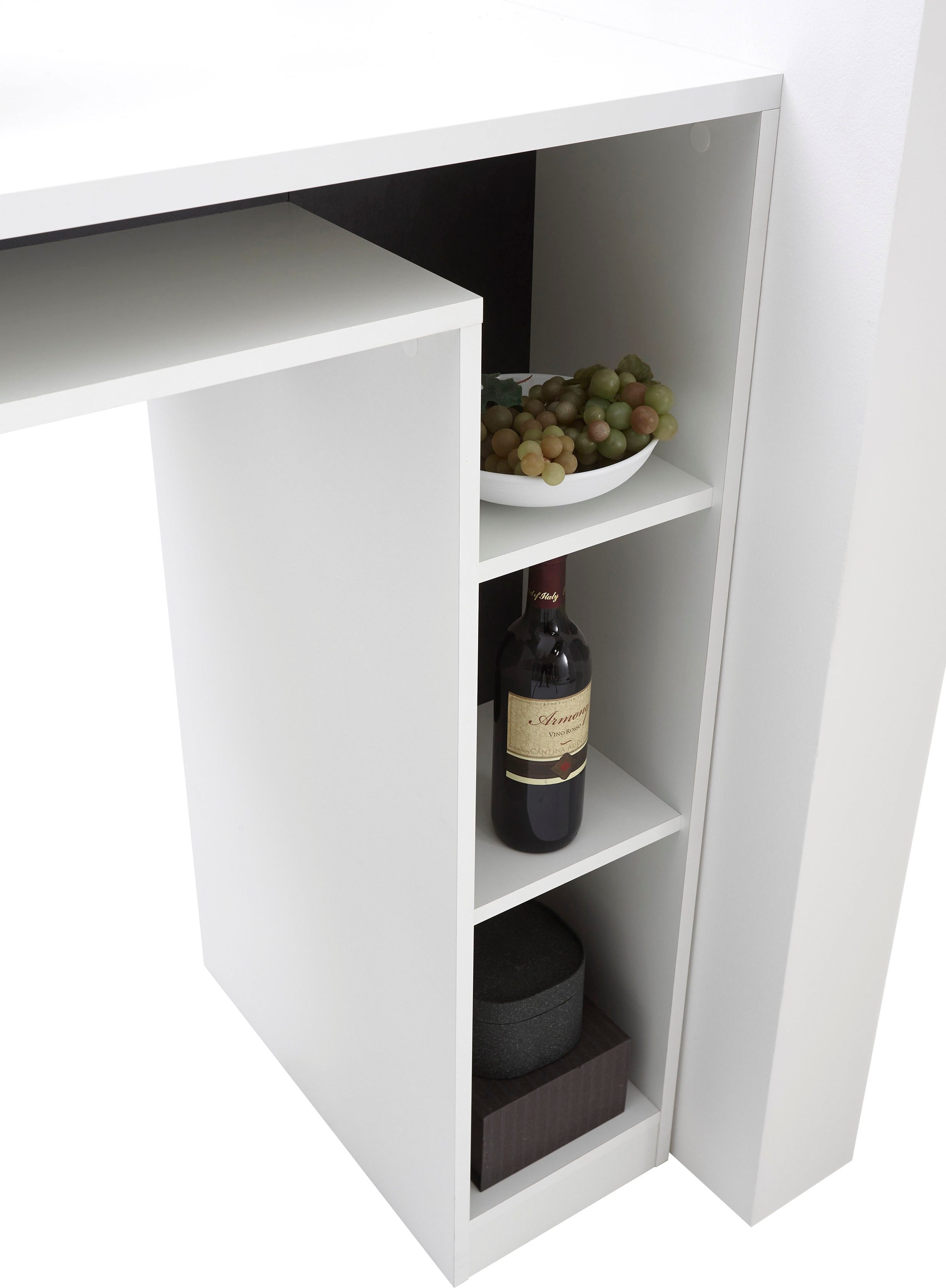 Stolkom Sp.z.o.o. Bartisch Bay, weiß, Tisch mit Ablagefächer