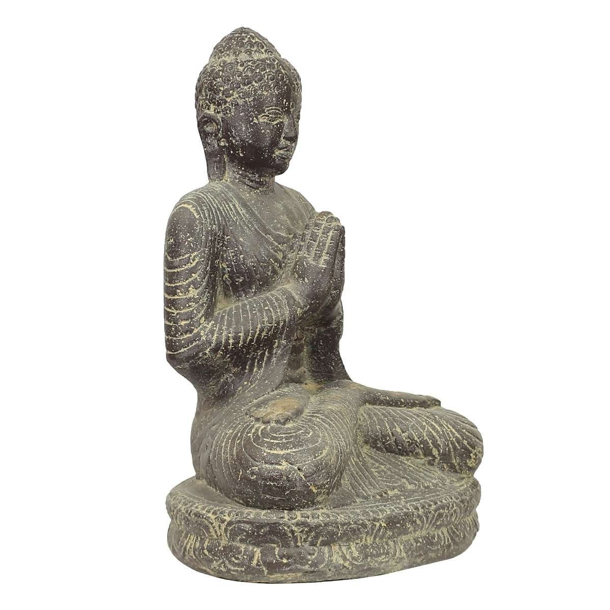 45 Sitzend Galerie Figur Handarbeit Lavastein Gartenfigur in St), im cm Herstellung (1 Buddha aus Oriental Dekofigur Ursprungsland traditionelle