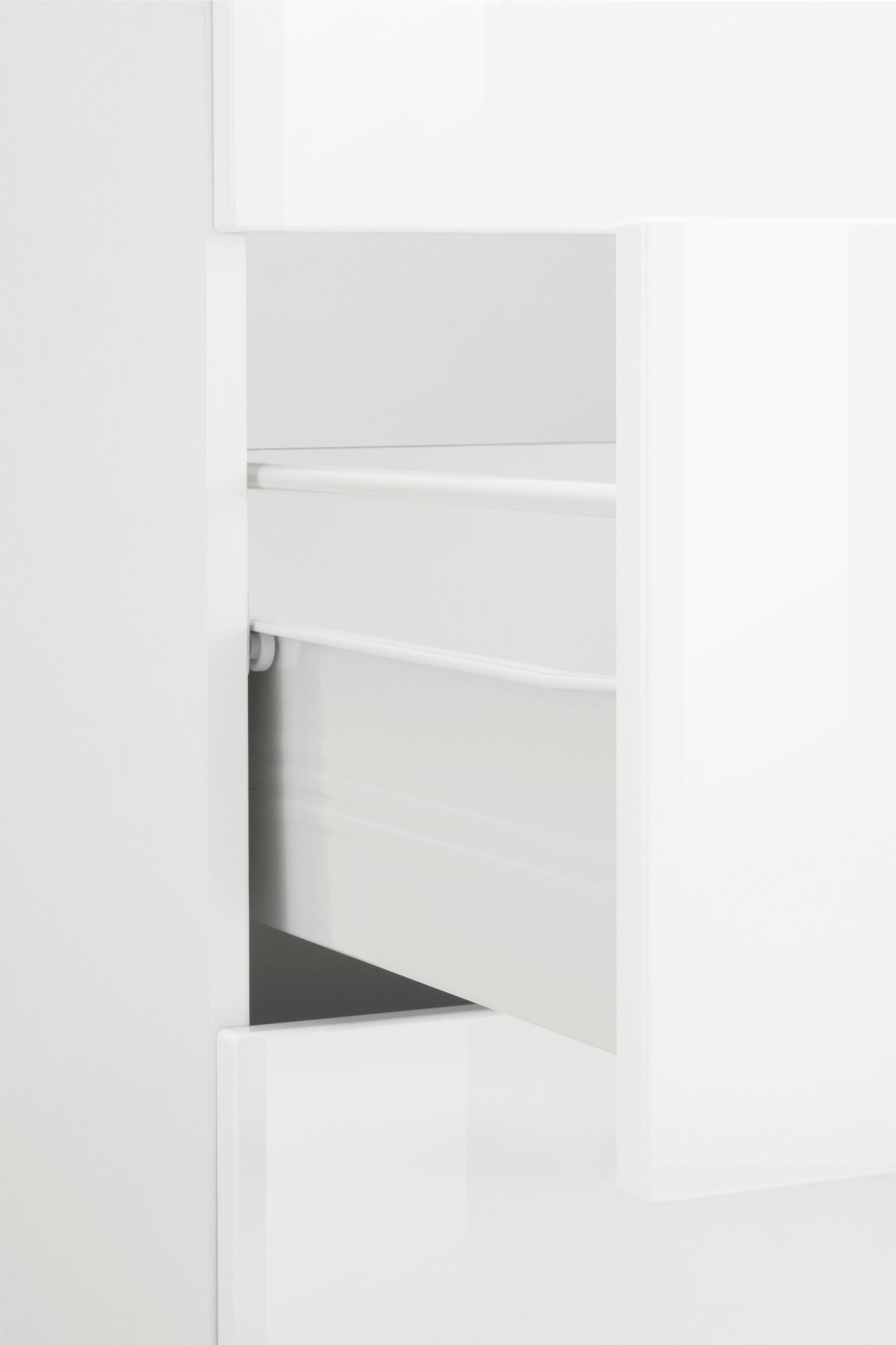 HELD MÖBEL Küchenzeile Brindisi, mit | Hochglanz/weiß weiß Breite cm 280 E-Geräten, weiß