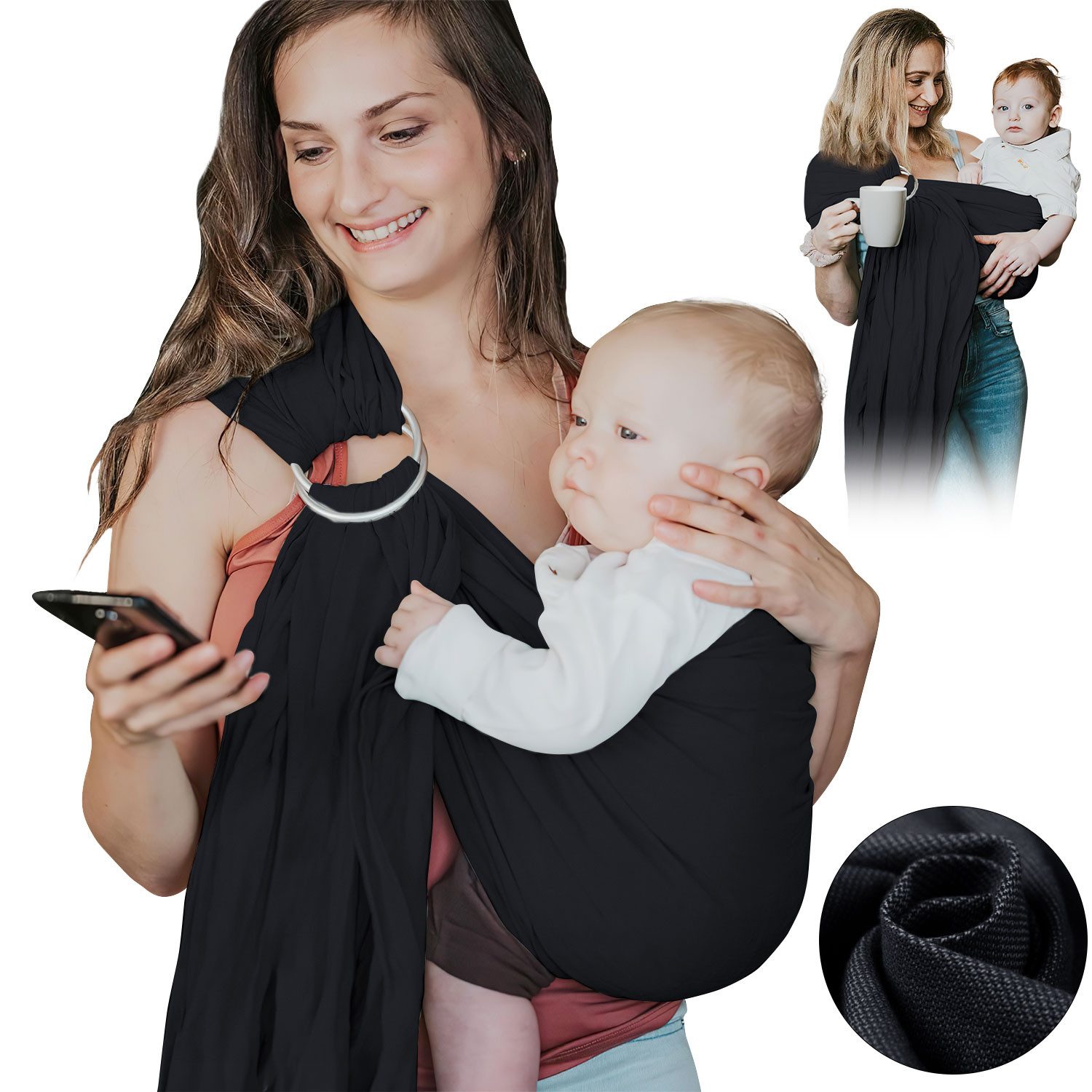 Babytrage Babytrage Ring-Sling Bauchtrage Atmungsaktiv Verstellbar für Reise