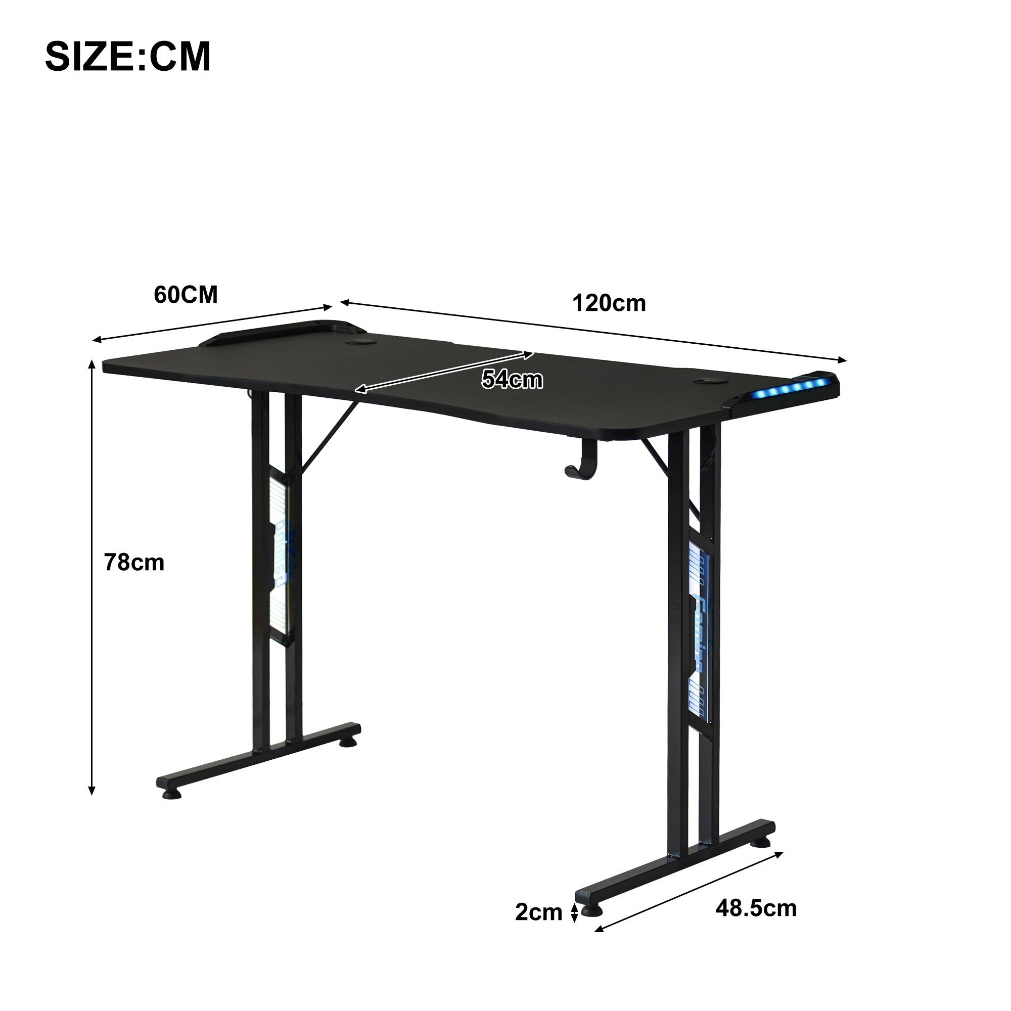 Flieks Gamingtisch Sieg, Gaming Desk Computertisch mit LED-Beleuchtung. Reduzierter Preis € 149,99. Unverbindliche Preisempfehlung € 325,99
