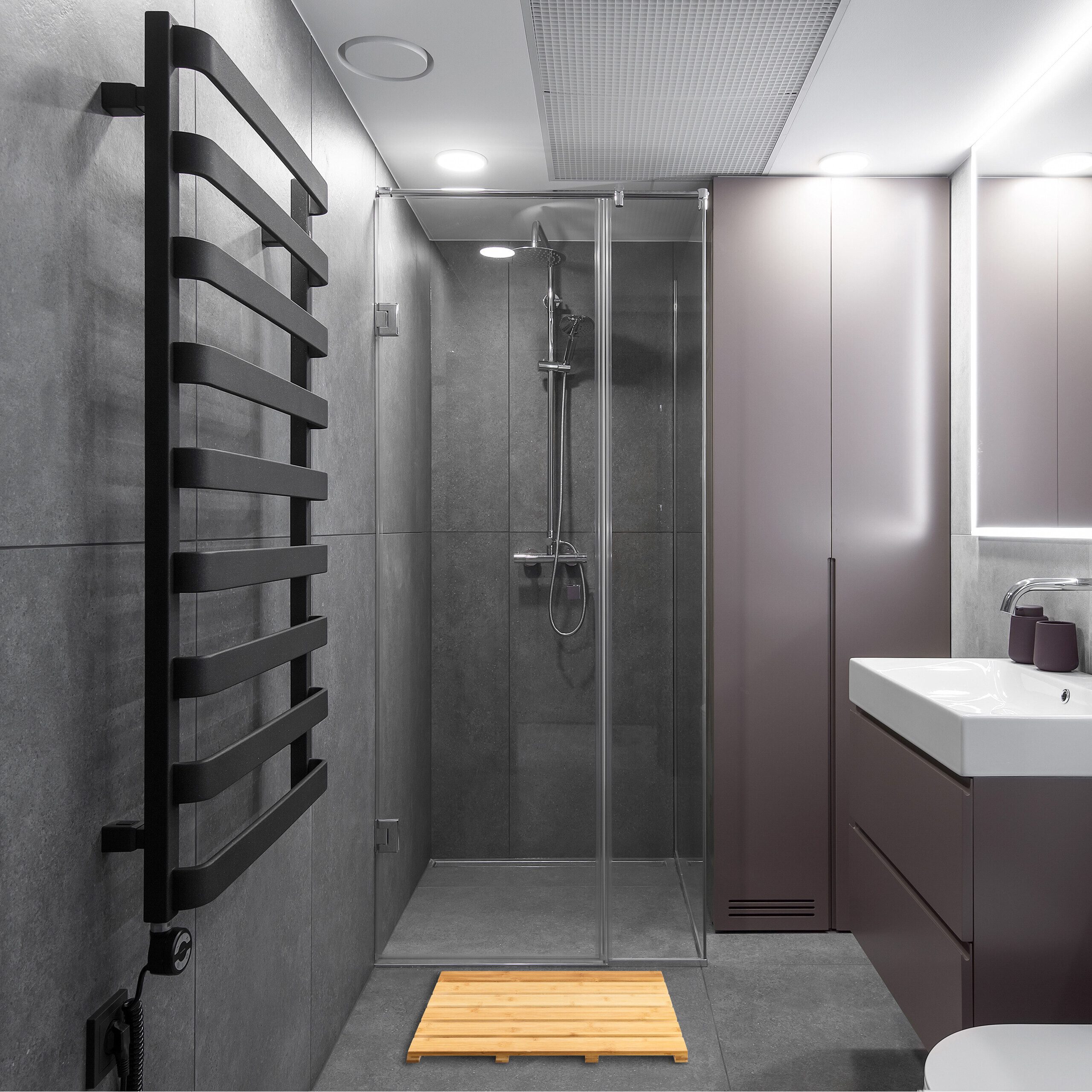 relaxdays Badematte Bambus Badematte natur, Höhe 35 mm, Bambus günstig online kaufen