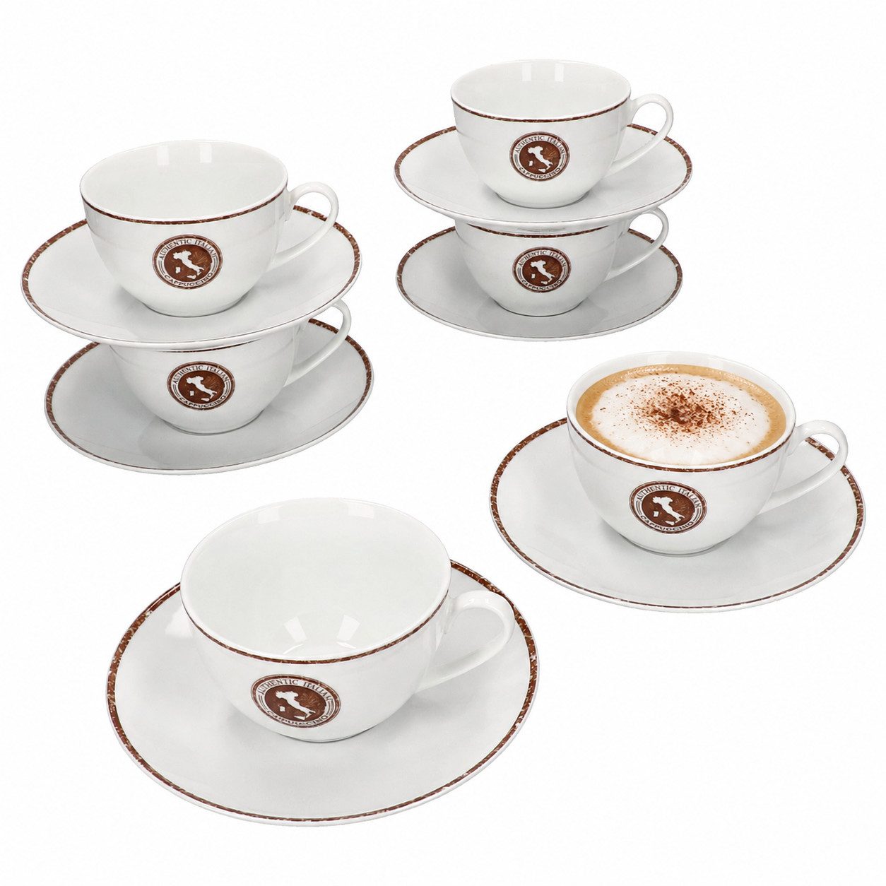 Ritzenhoff & Breker Becher 12tlg Authentic Italian Cappuccino-Set Tassen Untertassen 6 Personen, Porzellan – Bild 2 von 5