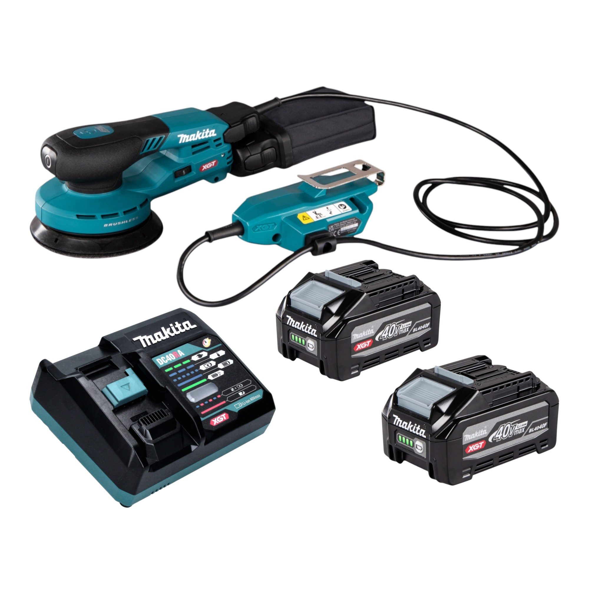 Makita Akku-Exzenterschleifer BO 001 CGU201 40 V max. 125 mm 5,0 mm + 2x Akku 4,0 Ah + Ladegerät