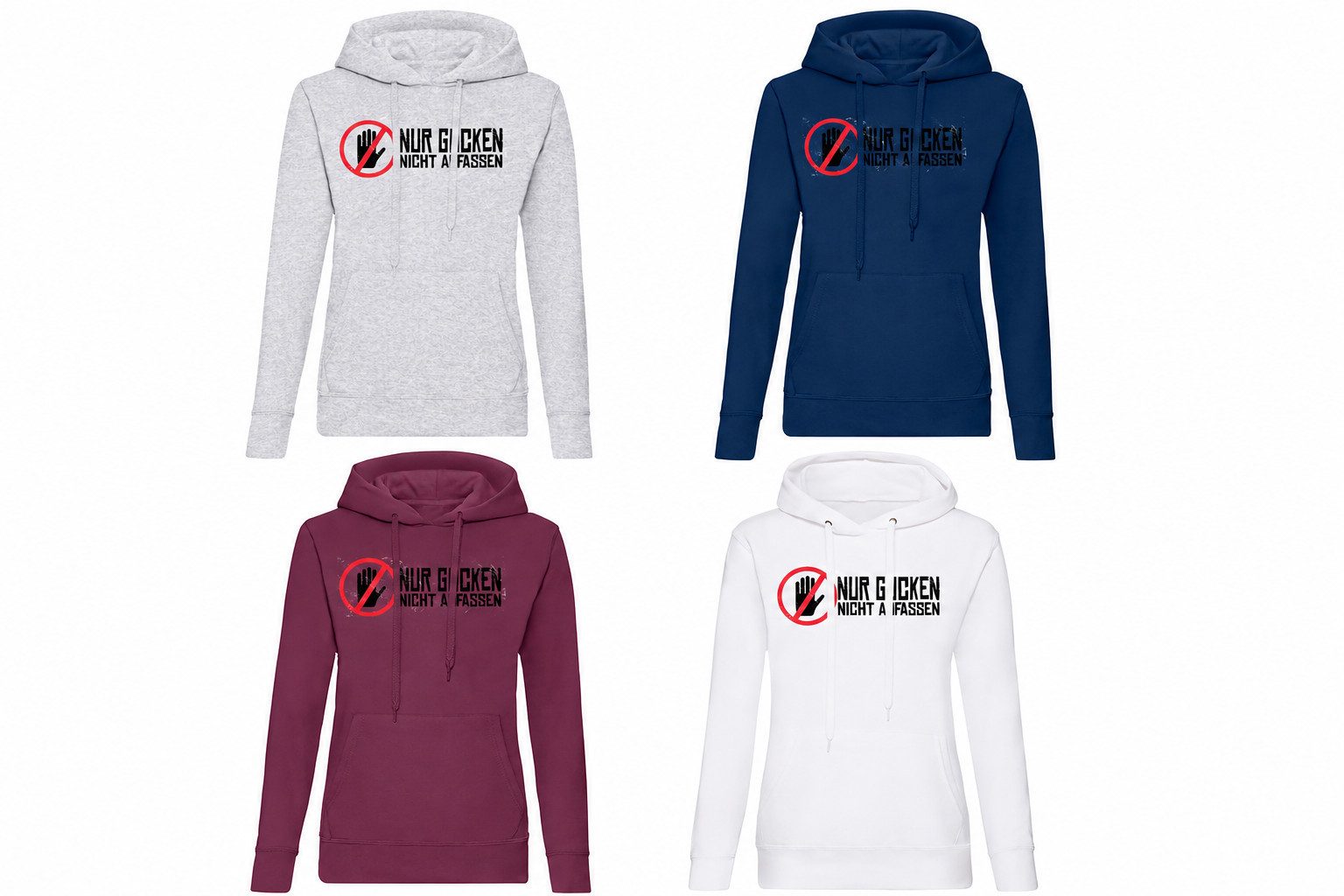 Blondie & Brownie Hoodie NurGucken Damen Hoodie Lustiger Spruch Print Nicht anfassen Typografie (Einzelstück, Einzelartikel) NurGucken Damen Hoodie Warnspruch Print