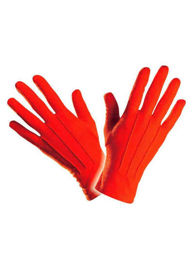 Widdmann Kostüm Stoffhandschuhe rot, Einfarbige, dehnbare Handschuhe für Damen und Herren