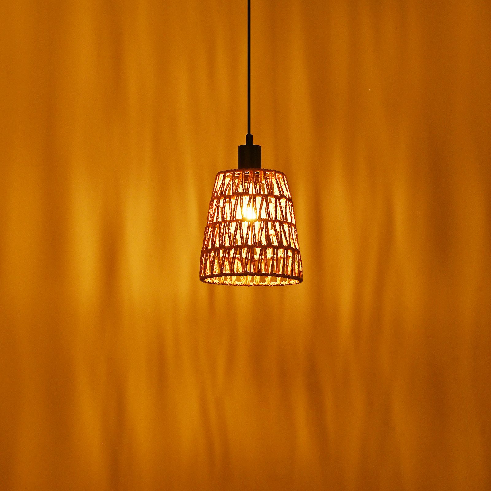 Nettlife Pendelleuchte Rattan Boho Hängelampe Retro höhenverstellbar 1/3 flammige E27, Höhenverstellbar, ohne Leuchtmittel, ob Schlafzimmer Flur Esszimmer Dachboden Küche