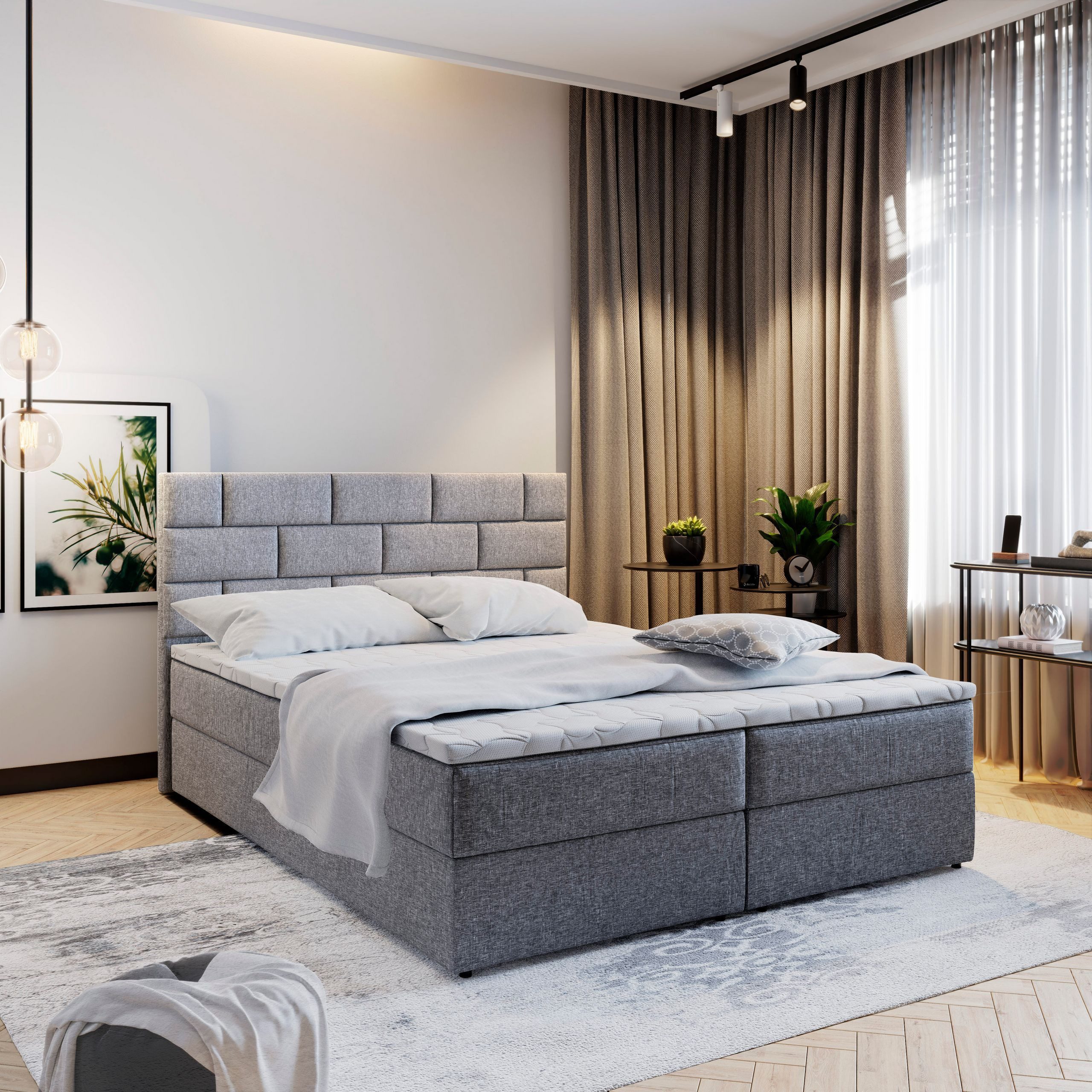 Boxbett KERLO 180x200 cm mit Bonell Matratze und Topper