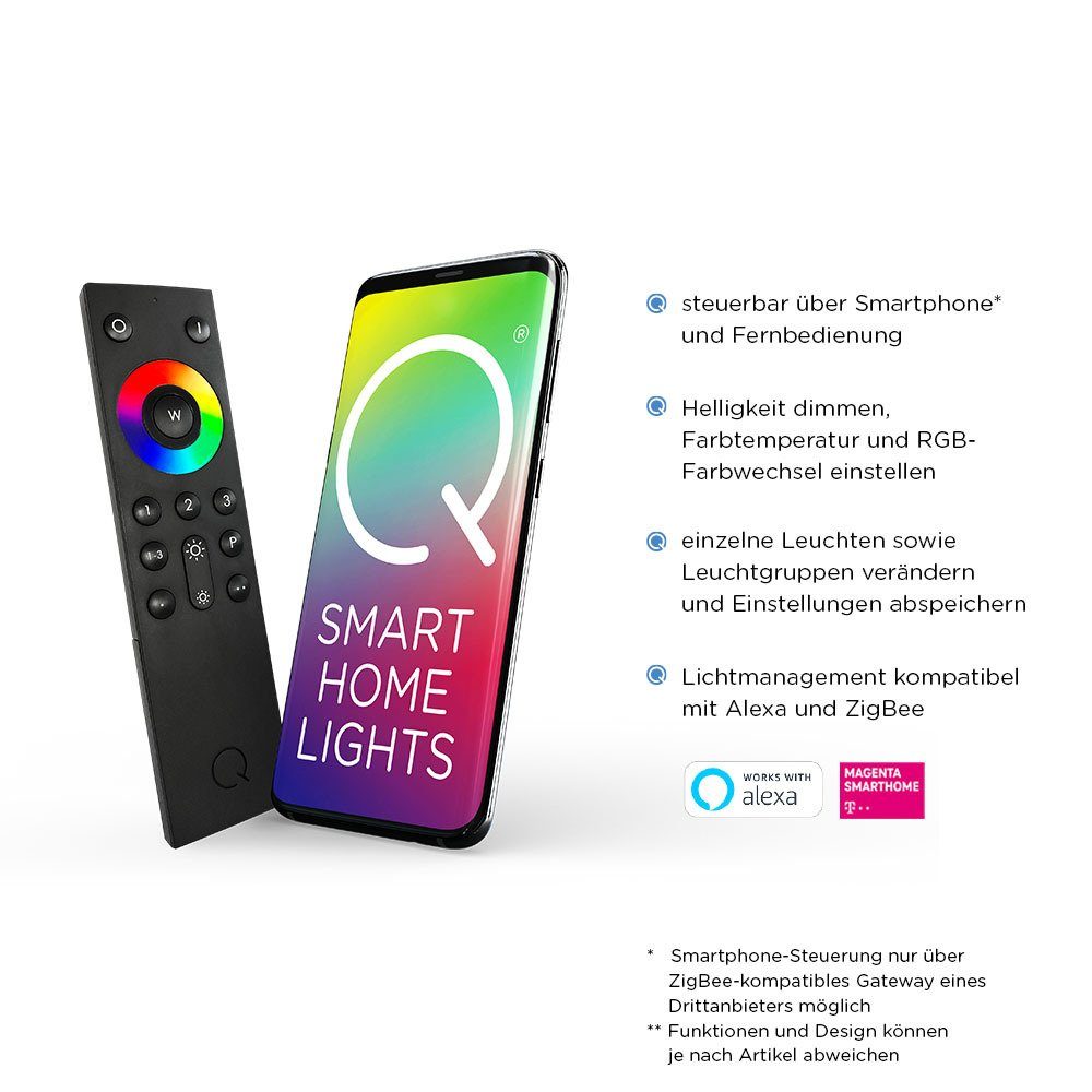 Paul Neuhaus Smarte LED-Leuchte LED Deckenlampe Q - INIGO Smart Home, Smart Home, CCT-Farbtemperaturregelung, Dimmfunktion, Memoryfunktion, mit Leuchtmittel, Warmweiß bis Kaltweiß, CCT Lichtfarbwechsel dimmbar per Fernbedienung APP