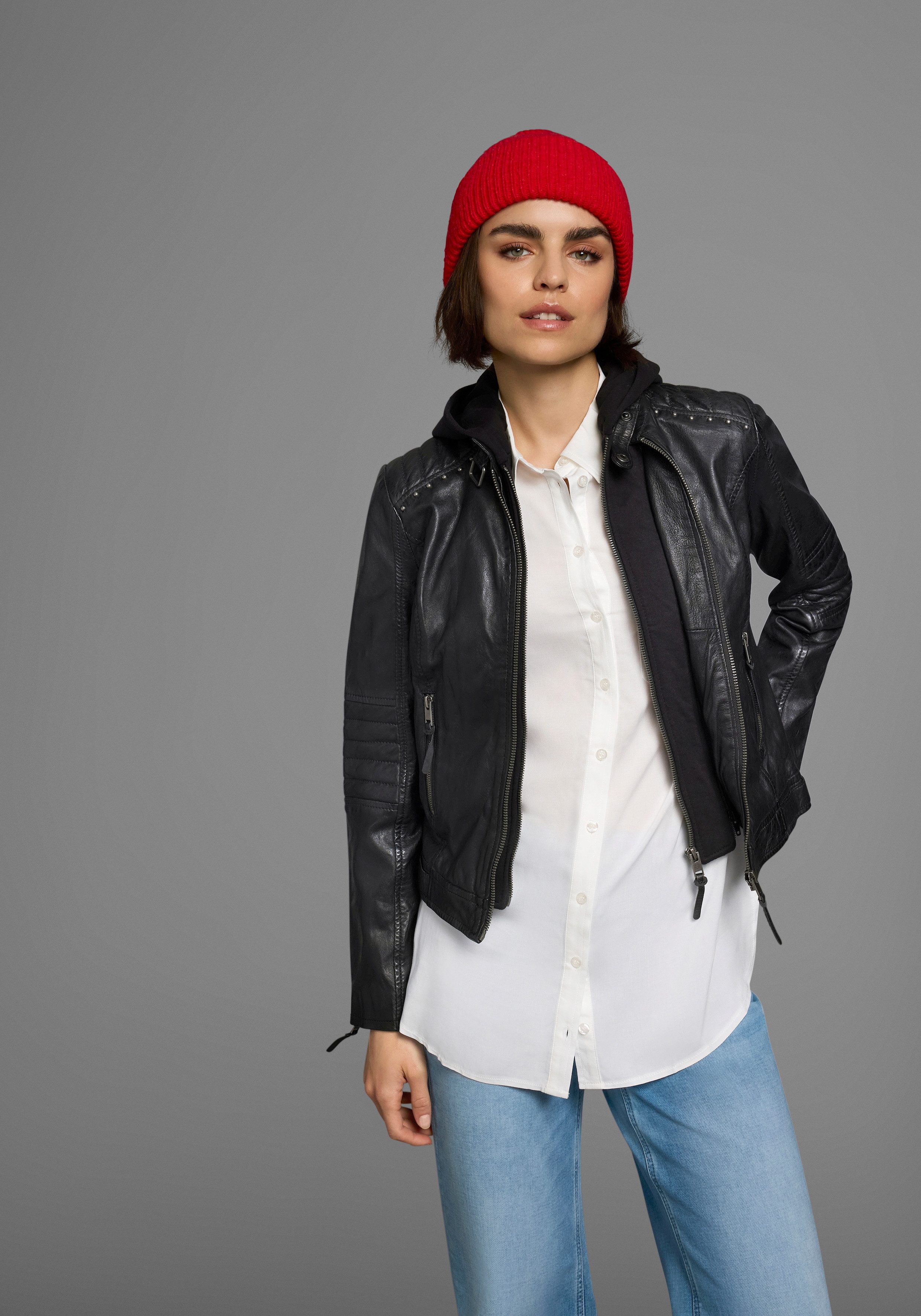 ALPENBLITZ Lederjacke Lissabon für Sommer und Übergangszeit, aus Lammnappaleder, stylisch