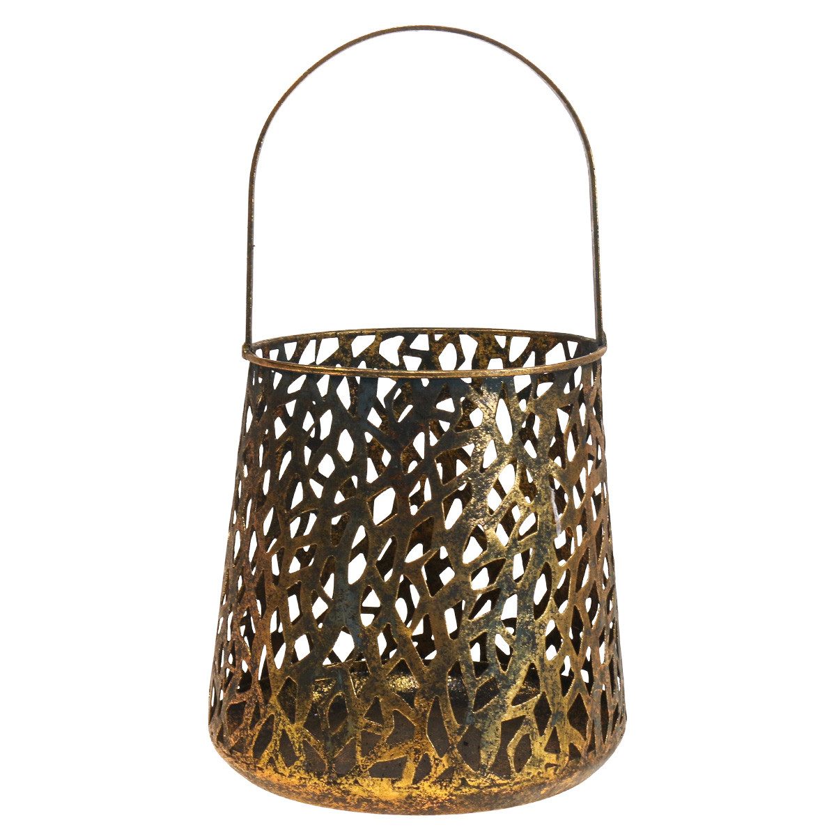 Florists Products Windlicht Eleganter Teelichthalter Gold Antik Metall 14,5cm Tischdeko