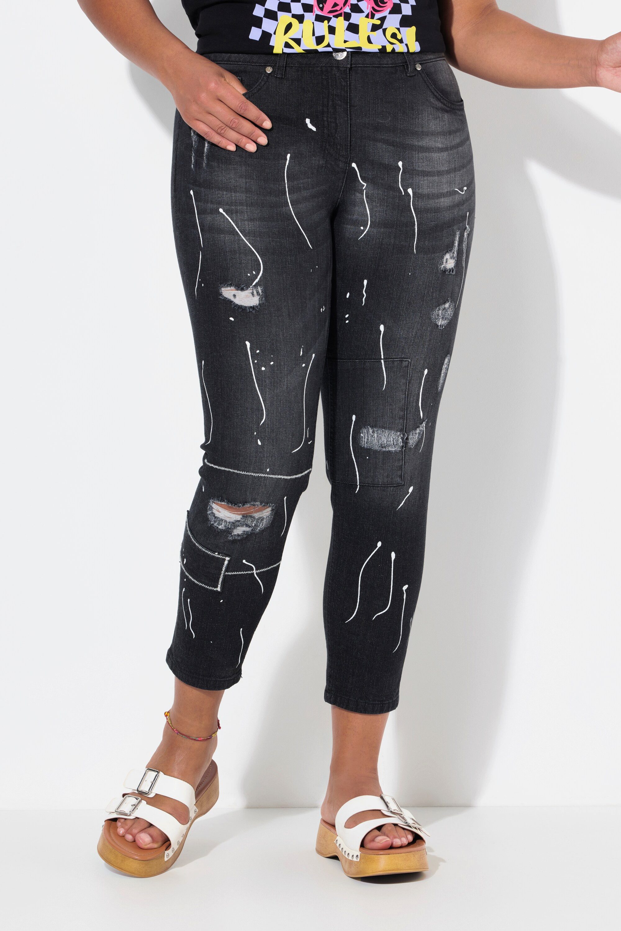 Regular-fit-Jeans Jeans Slim Fit Farbspritzer 5-Pocket