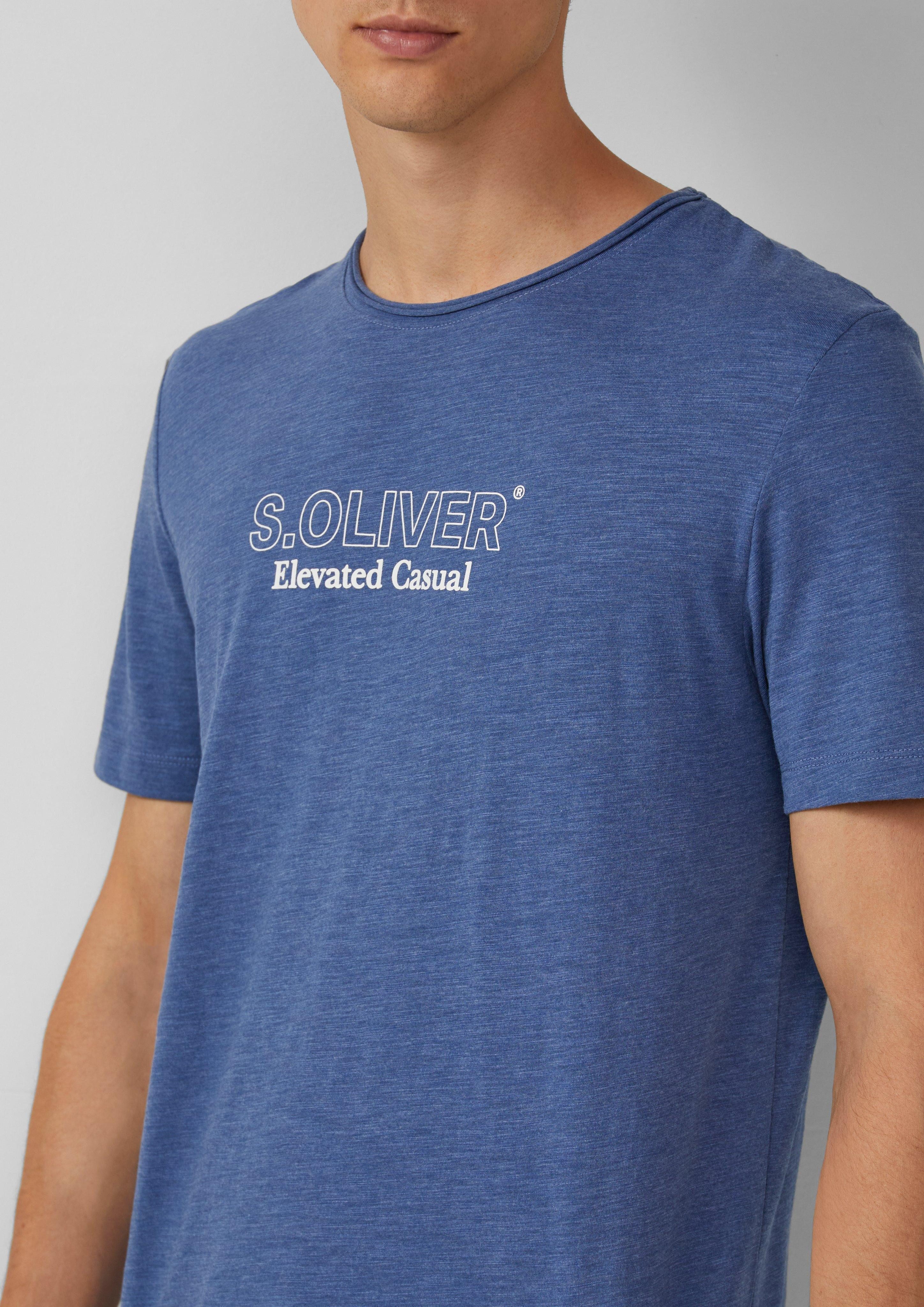 s.Oliver Kurzarmshirt Meliertes T-Shirt mit Rollkante günstig online kaufen