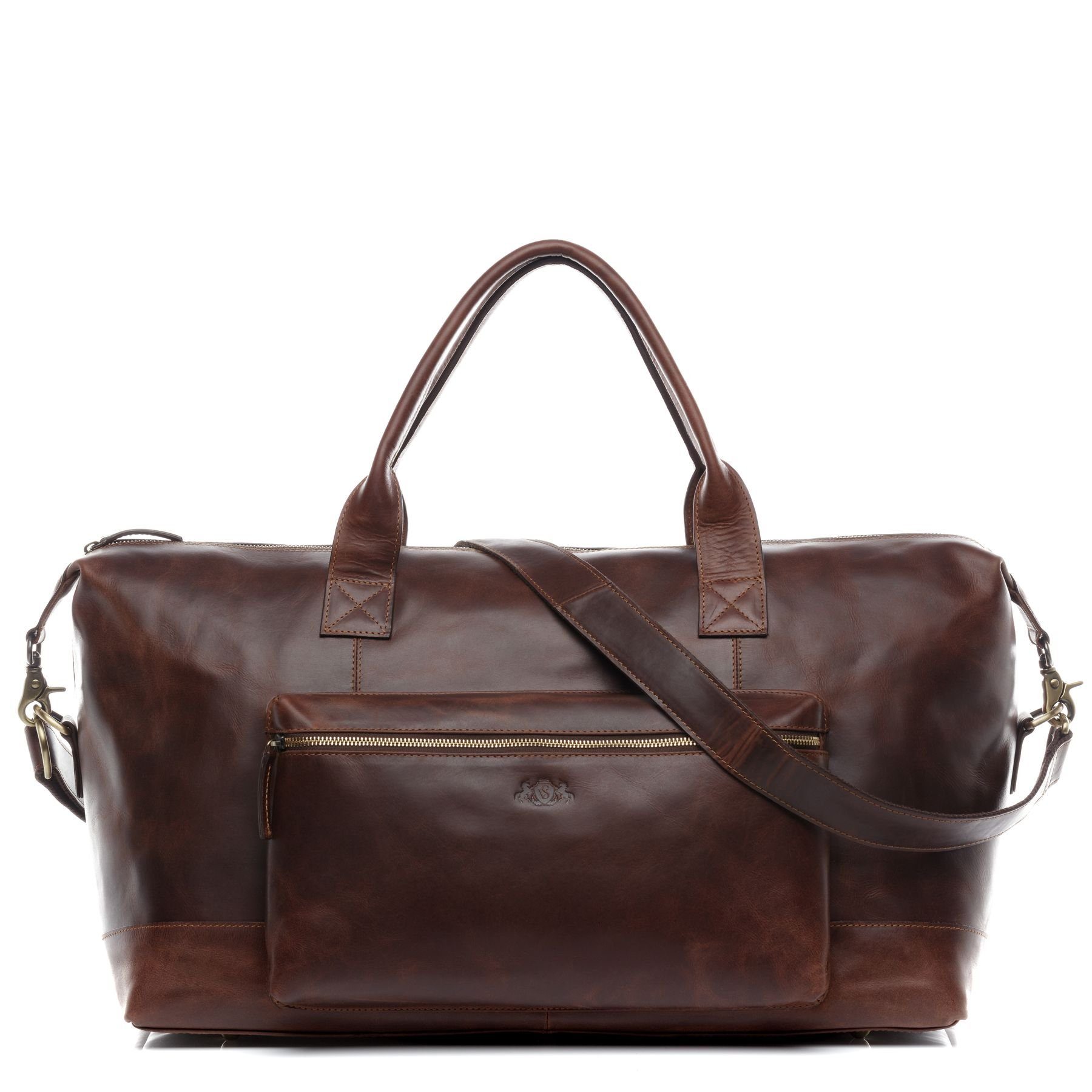 SID & VAIN Reisetasche Leder Weekender Unisex BRIXTON, Echtleder Reisegepäck für Damen & Herren, Sporttasche XL braun