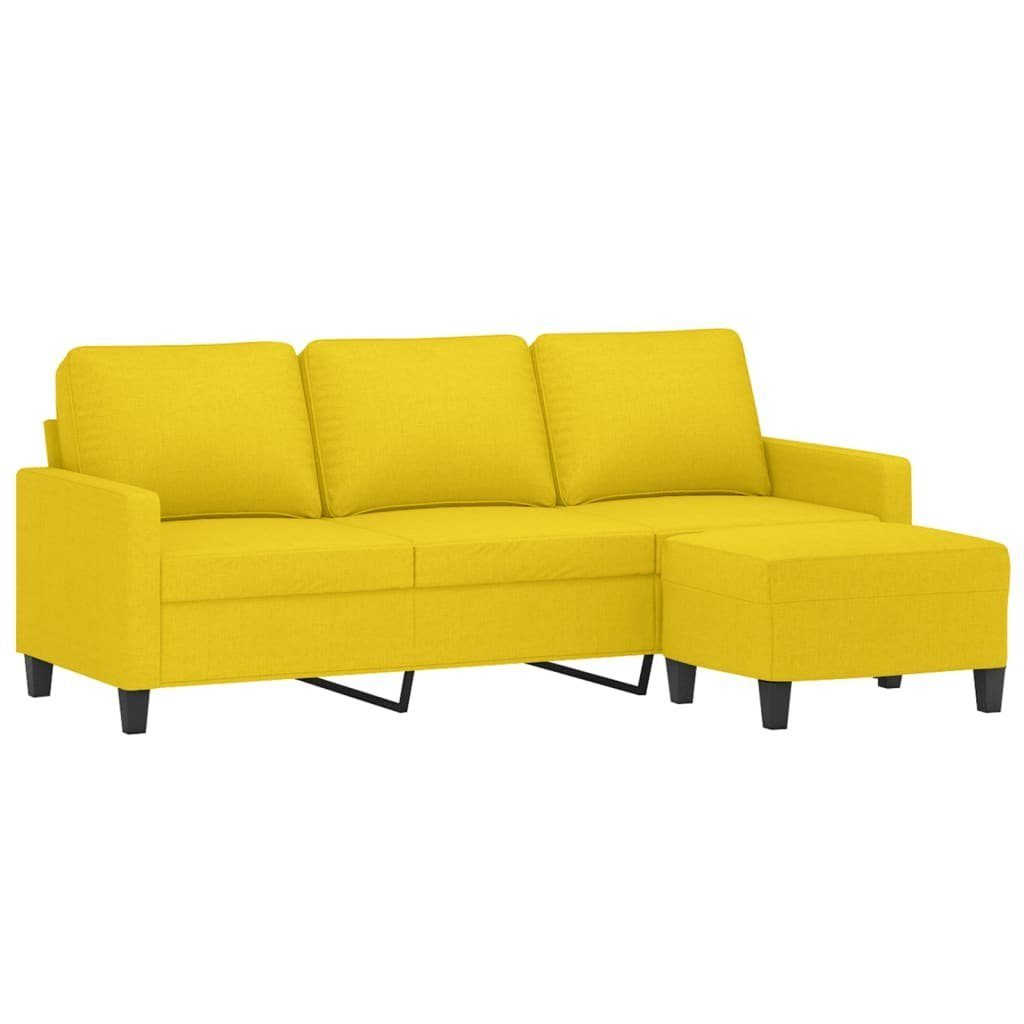 Sofa vidaXL 3-Sitzer-Sofa 180 mit cm Stoff Hocker Hellgelb