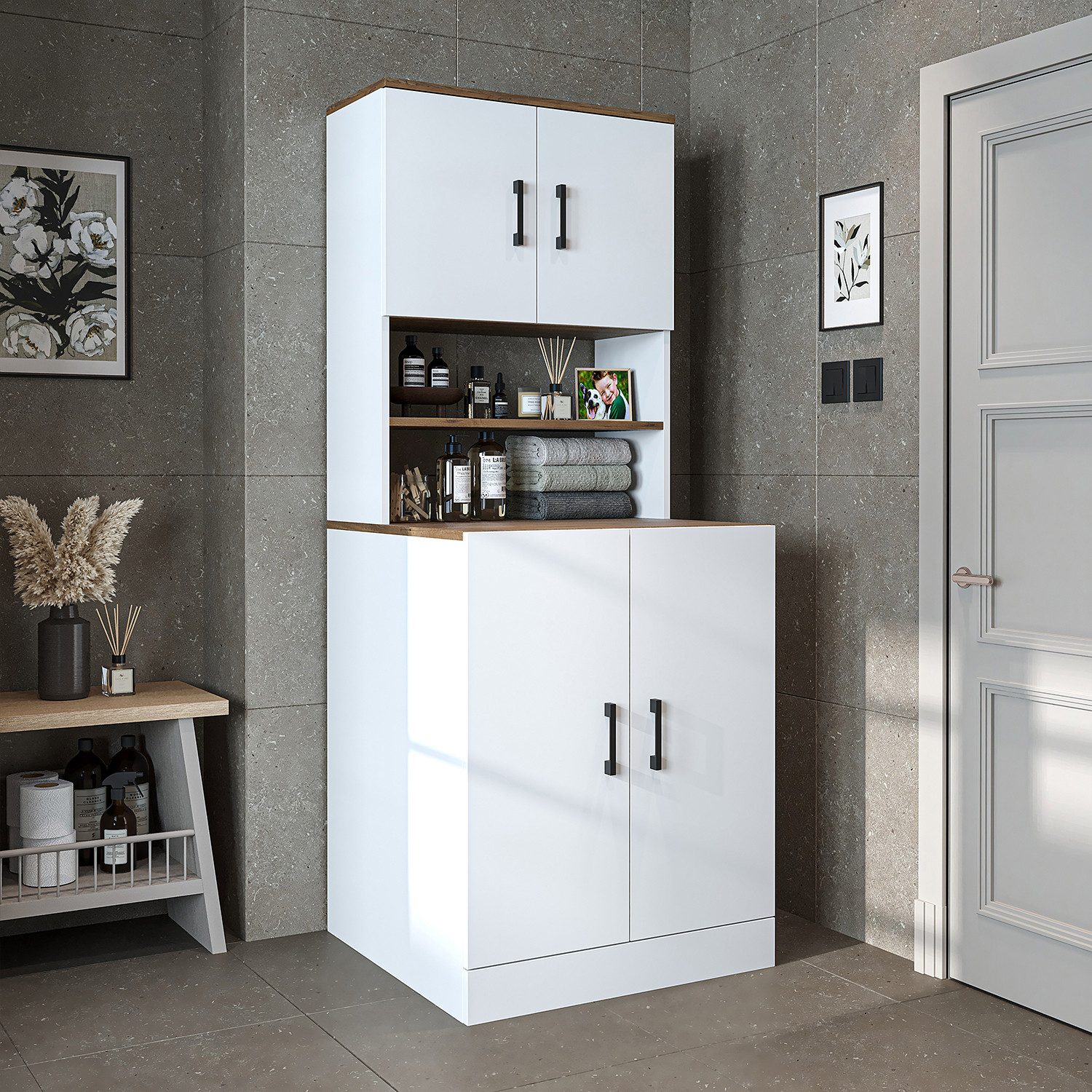 Roomart Waschmaschinenumbauschrank (Waschmaschinenschrank Trocknerschrank W günstig online kaufen