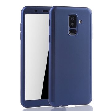 König Design Handyhülle Samsung Galaxy A6 Plus (2018), Samsung Galaxy A6 Plus (2018) Handyhülle 360 Grad Schutz Full Cover Blau
