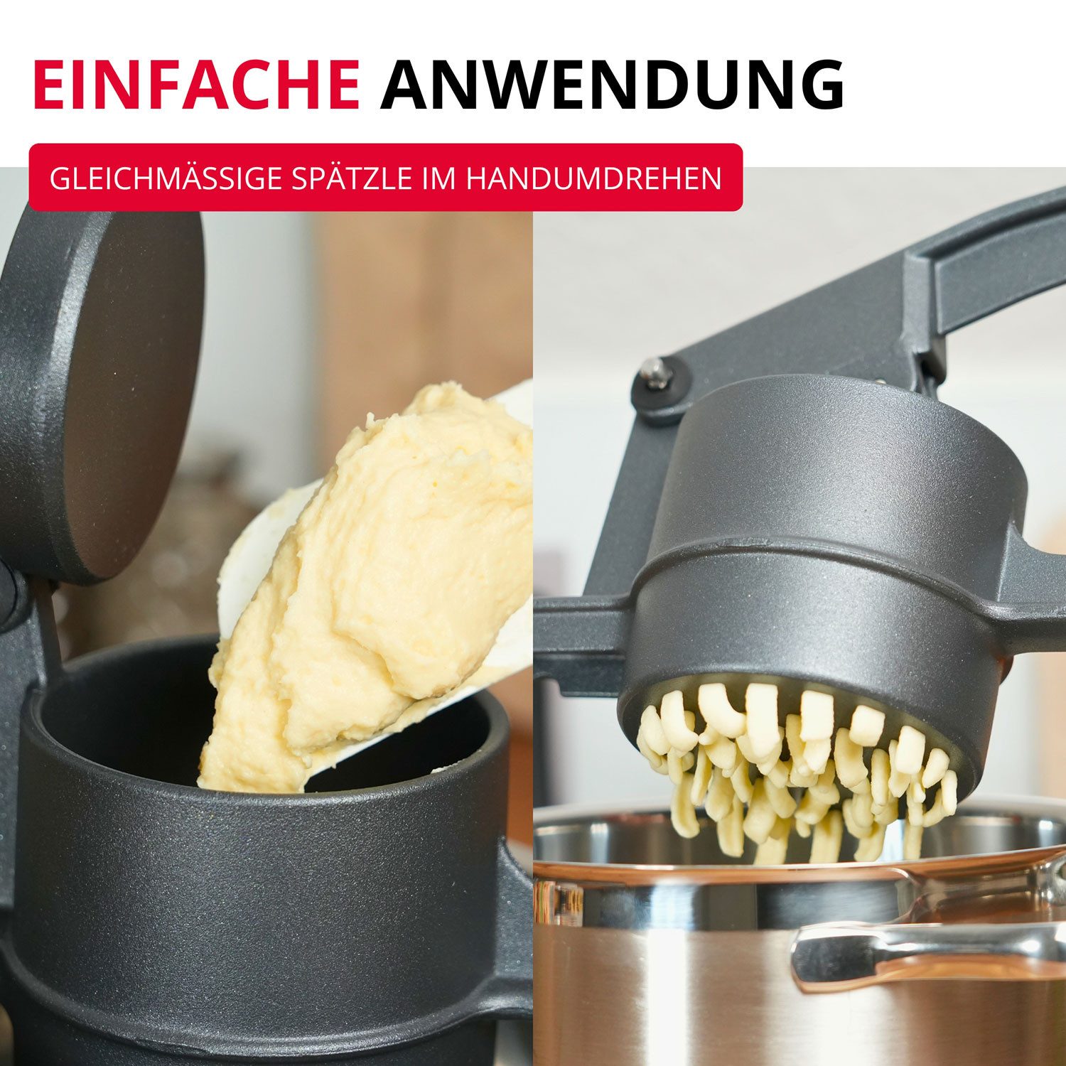 WESTMARK Spätzlereibe »Spätzlechef«, Spätzleloch, Black Edition, Aluminium, griffige Haptik