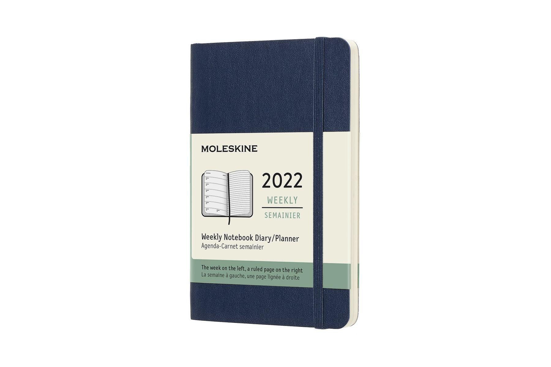 Terminkalender Moleskine 12 Monate Wochen Notizkalender 2022 Pocket/A6, Saphir