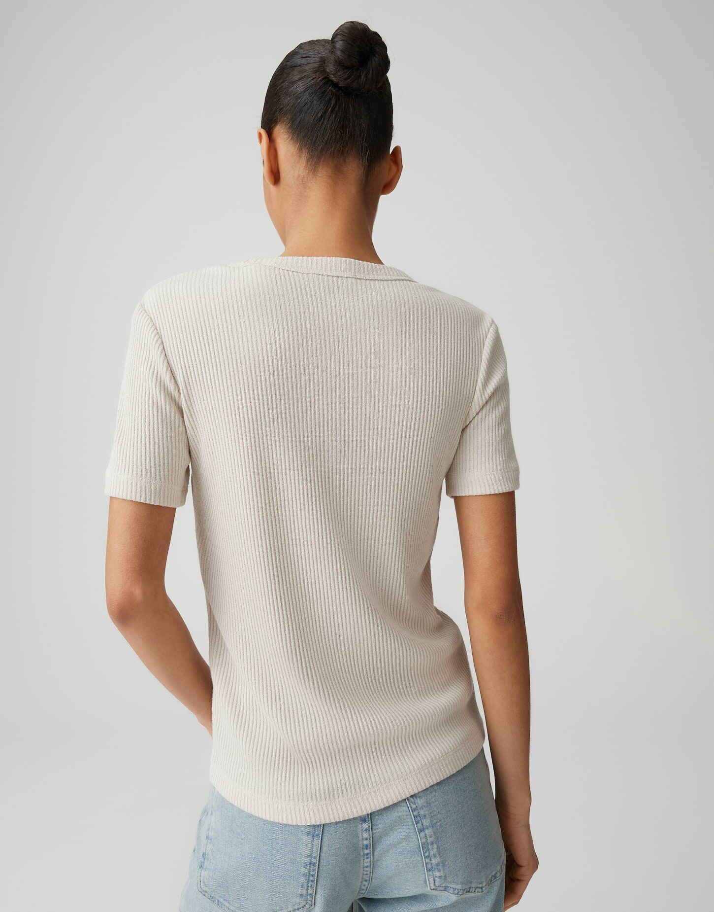OPUS Kurzarmshirt Sydra aus Jersey mit Rippstruktur elastischer Stoff, weicher Griff, Casual