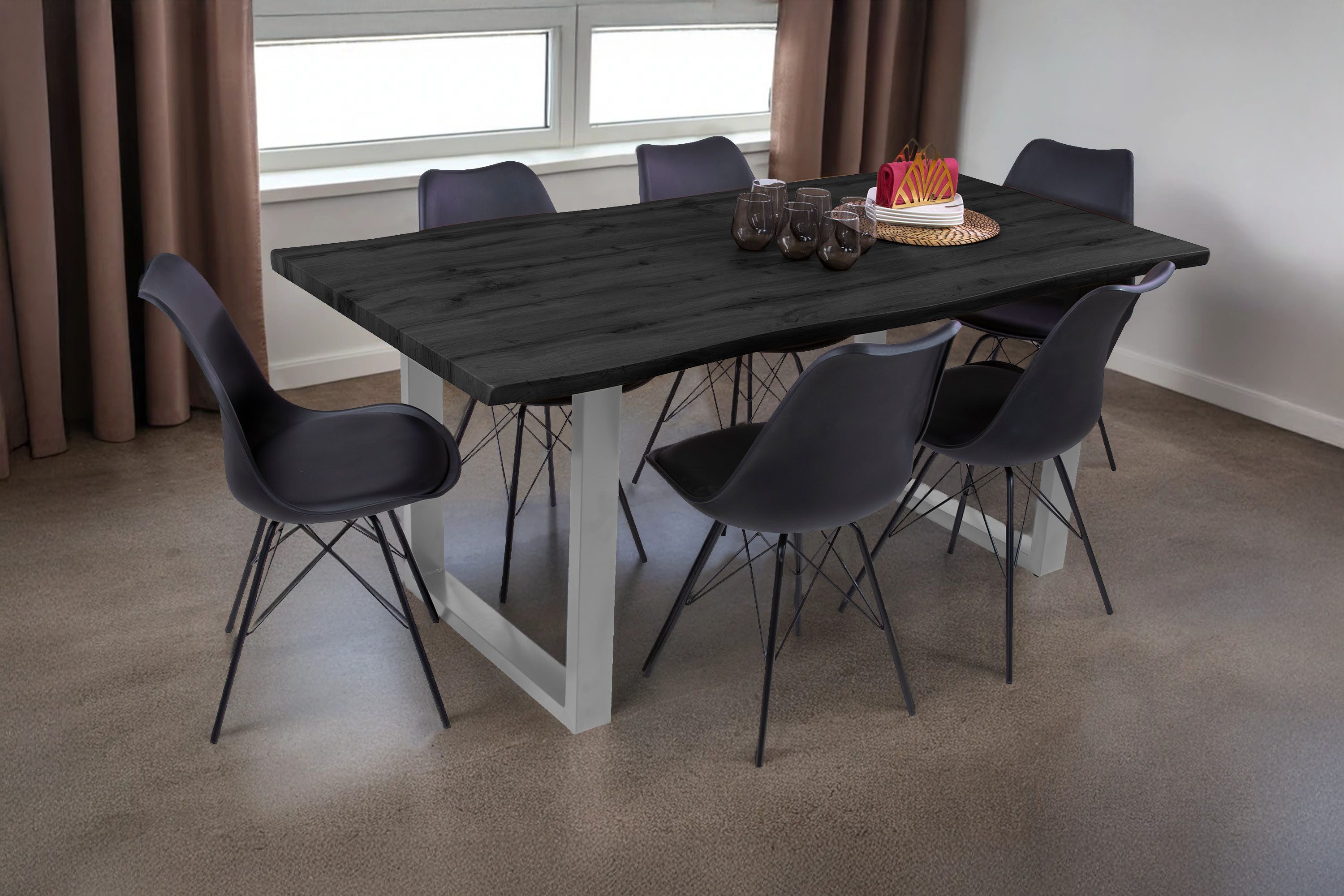 Loreno® Esstisch Josy, Holz-Optik Grau, Baumkante, günstig online kaufen