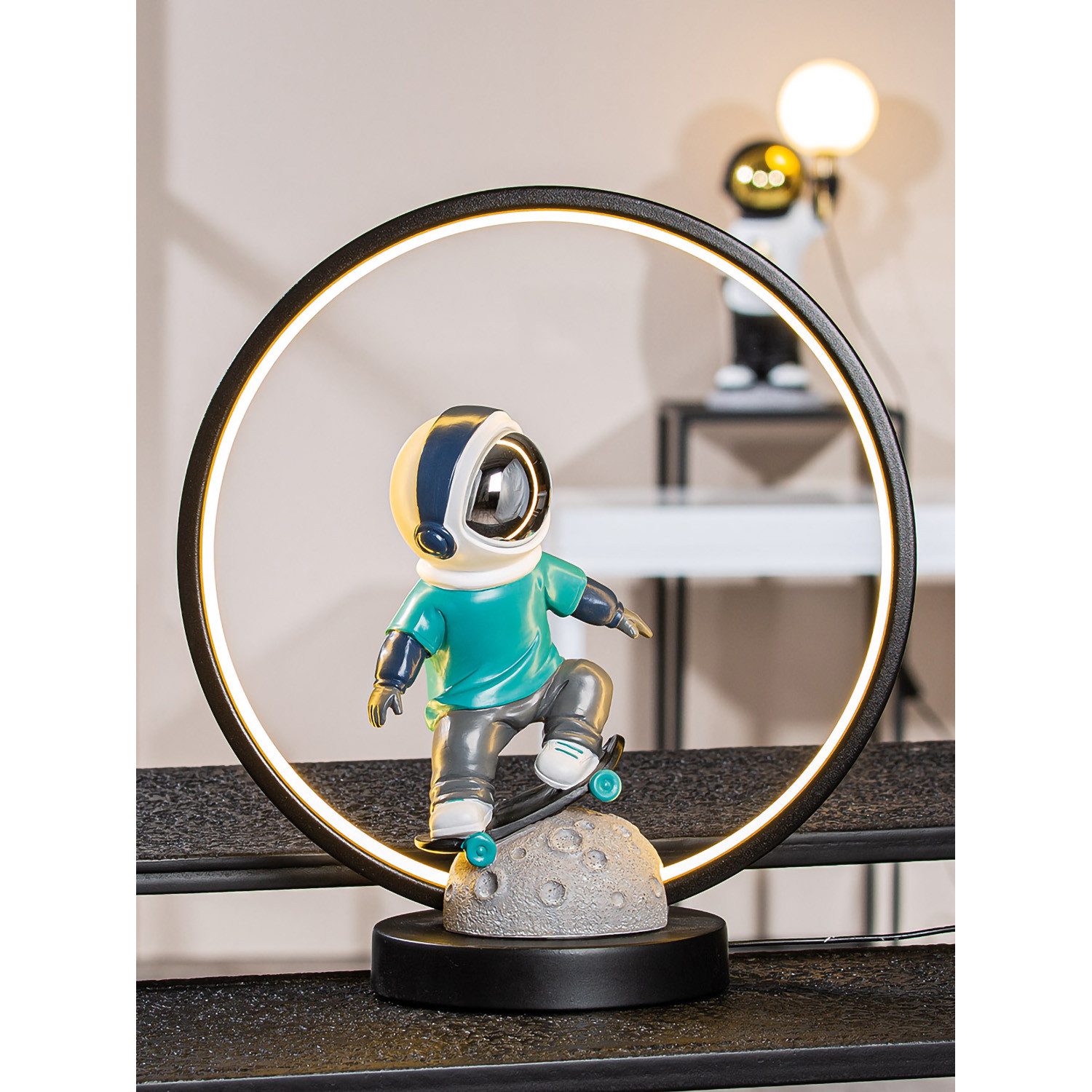 GILDE Tischleuchte APOLLO Leuchte (LED) - grau, blau, schwarz - Kunstharz - Höhe 33cm, Tischlampe - Schreibtischlampe - Nachttischlampe