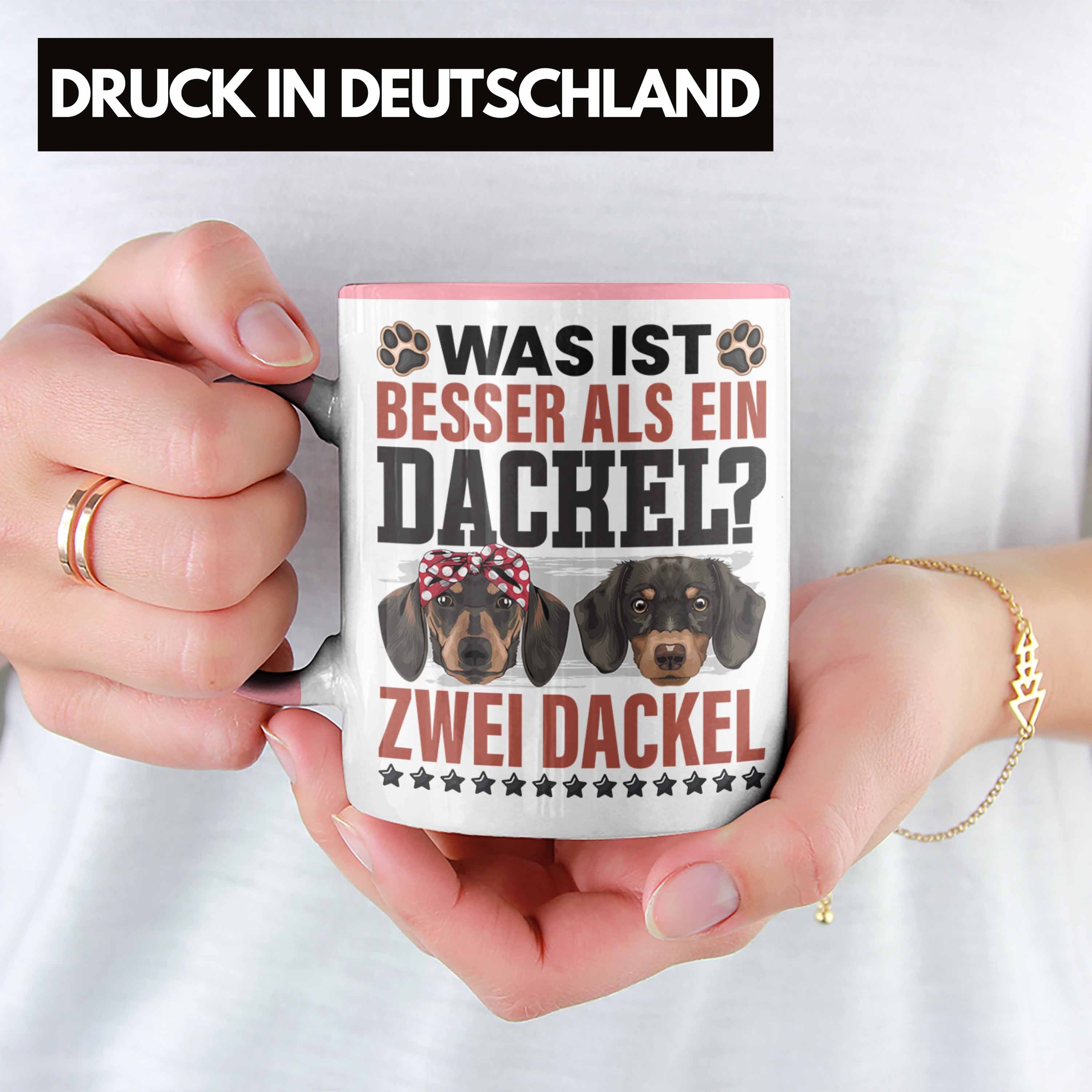Frauchen Dackel-Besiterin Tasse Mom Tasse Dackel Grafik Trendation Geschenk für Rosa Geschen