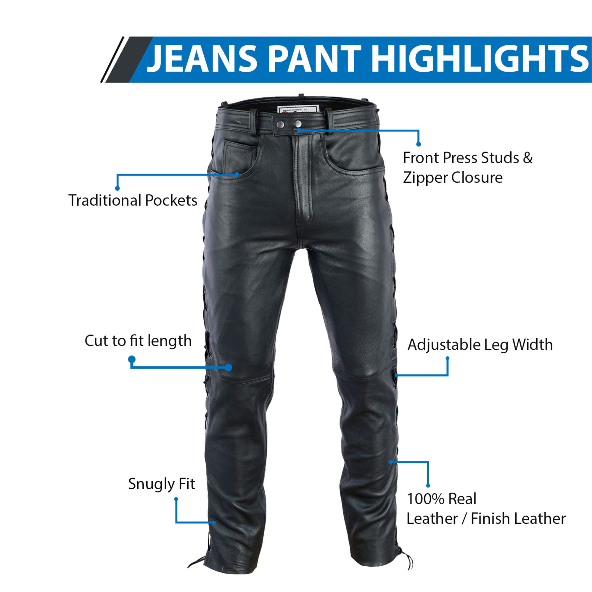RadMasters Motorradhose GW860 Stylish Biker Lederjeans aus Büffelleder