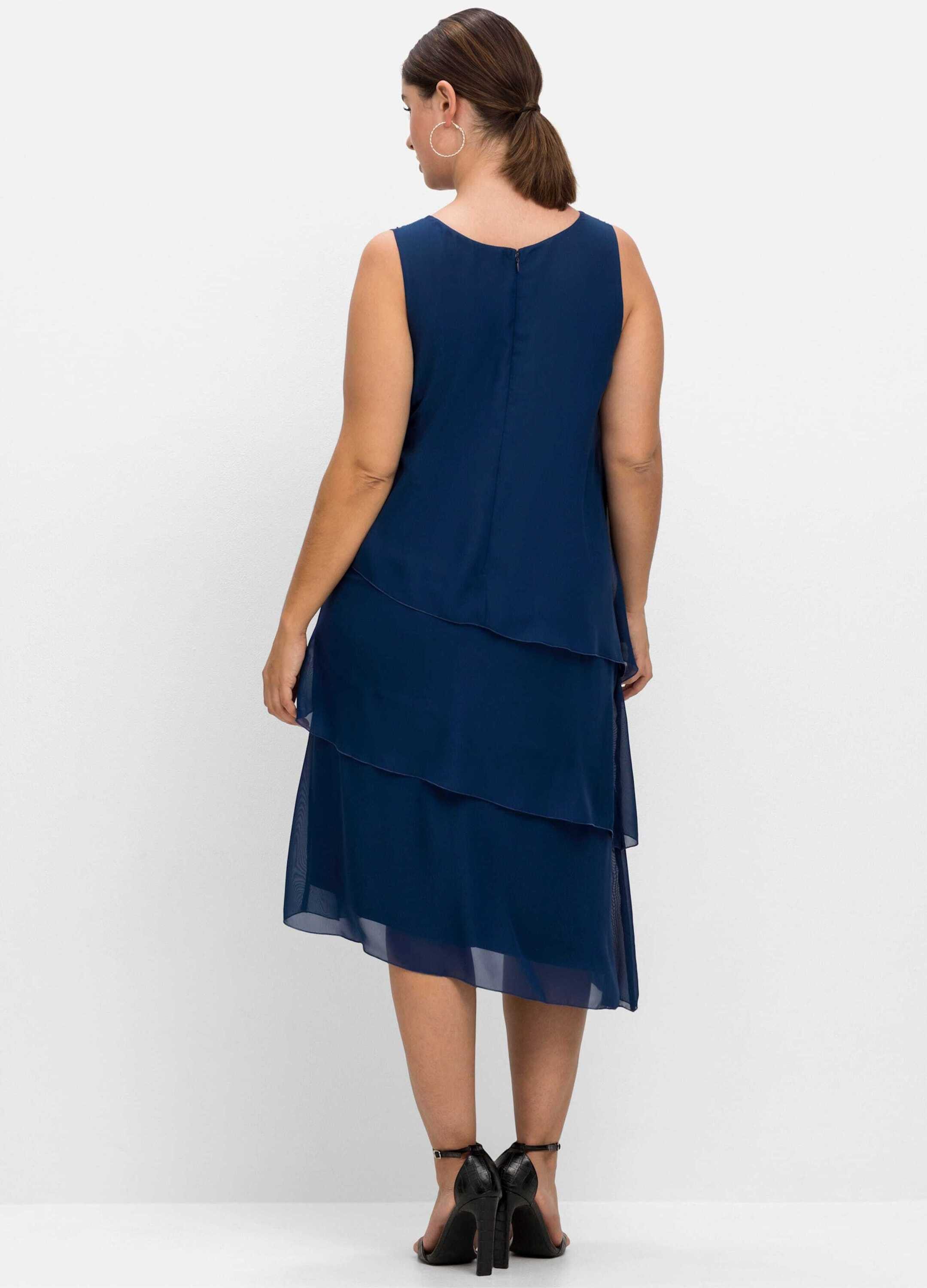 Sheego Etuikleid Cocktailkleid Ärmellos im Layerlook, mit Pailletten