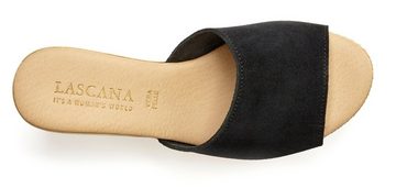 LASCANA Pantolette Mule, Sandale, offener Schuh aus hochwertigem Leder mit Keilabsatz