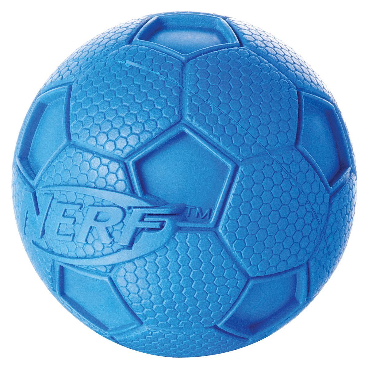 Nerf Dog Spielknochen Fußball mit Quietscher, Größe: M / Durchmesser: 7,3 cm / Farbe: blau oder grün
