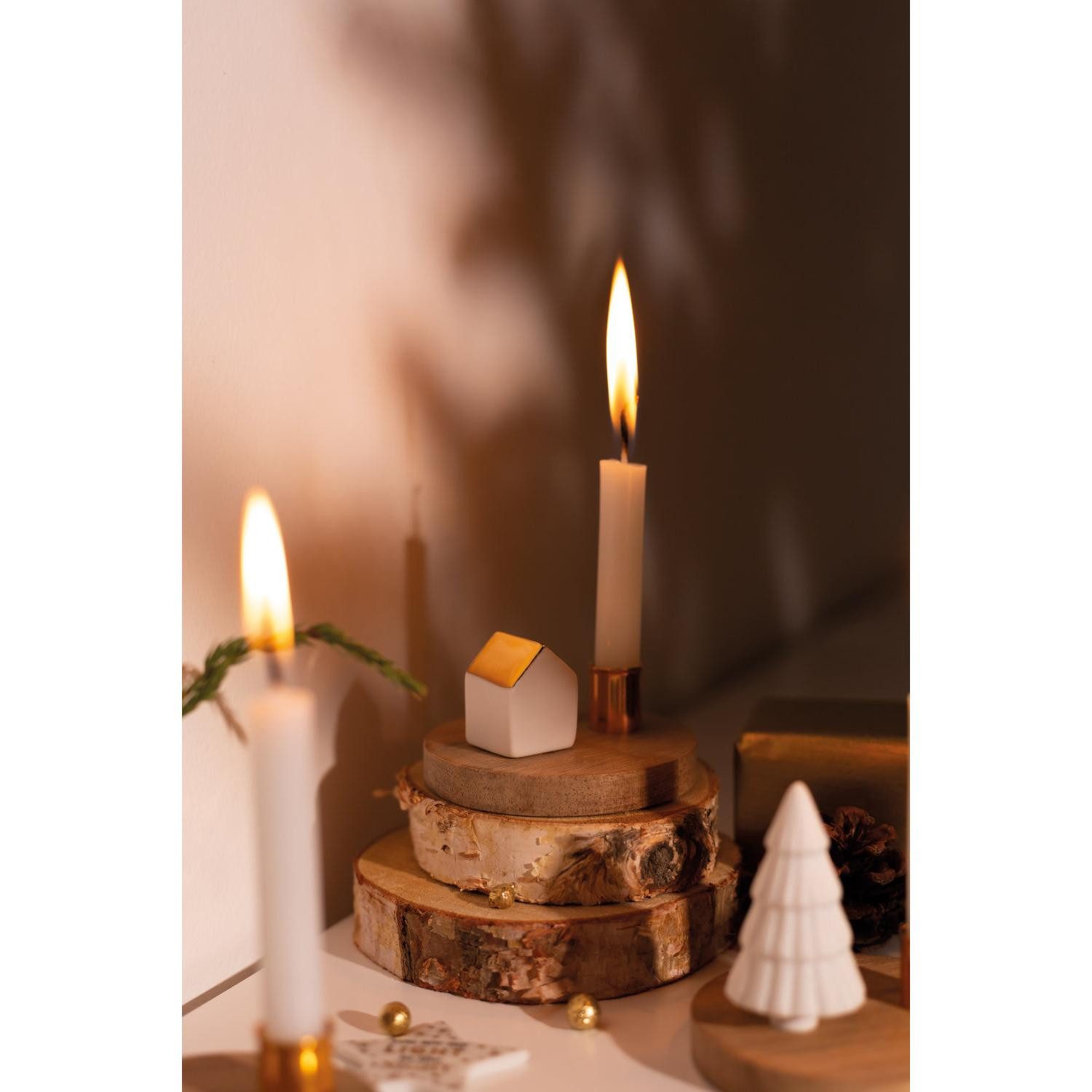 Räder Windlicht Design Kerzenhalter Lichtgeschichten Haus Weiß-Gold günstig online kaufen