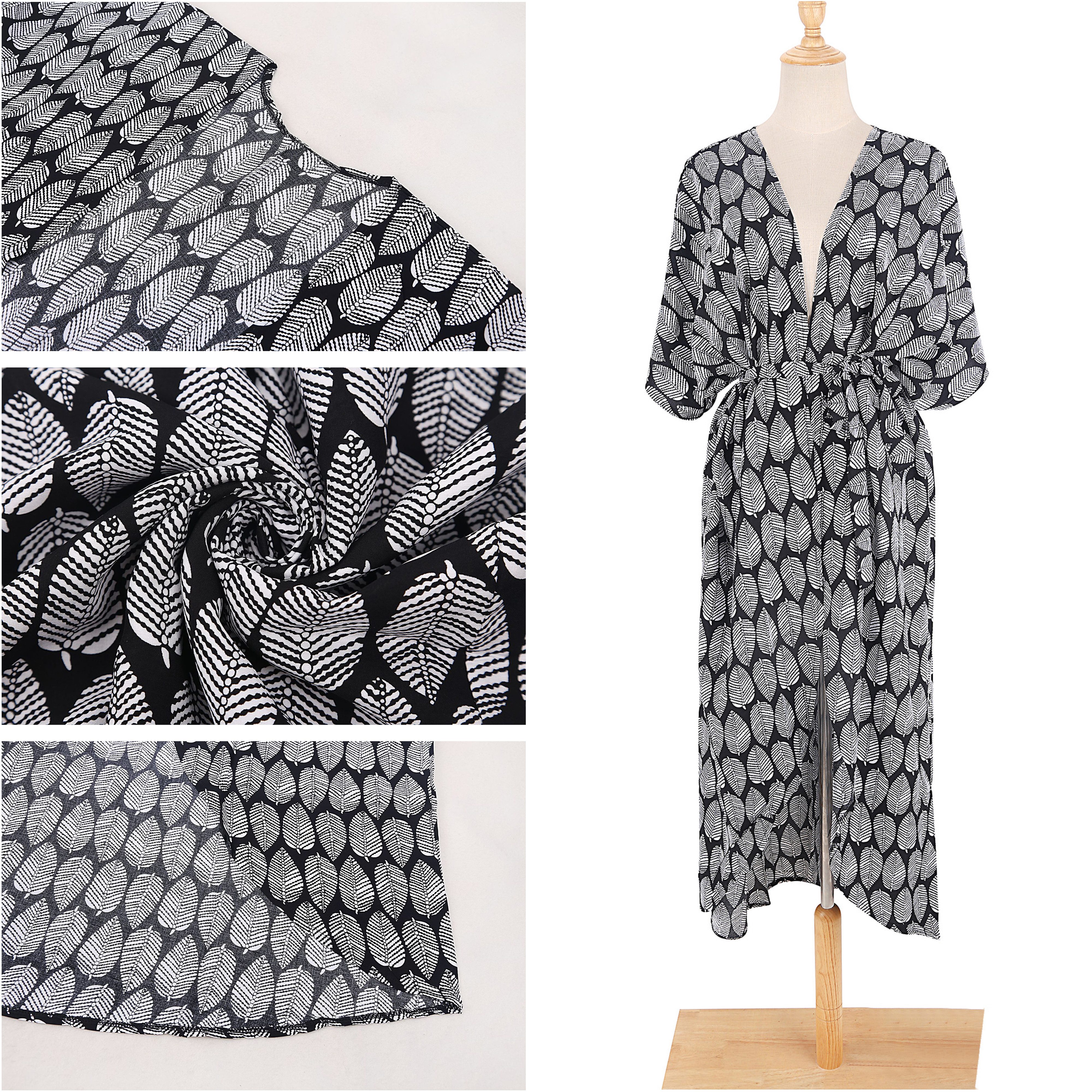 MOPUEA Strandkleid Kaftan Boho Kimono Strandkleid Bikini Cover Up Sommer Beachwear (1-tlg) Luftig mit Batikmuster, leichter Sonnenschutz für Strand und Urlaub