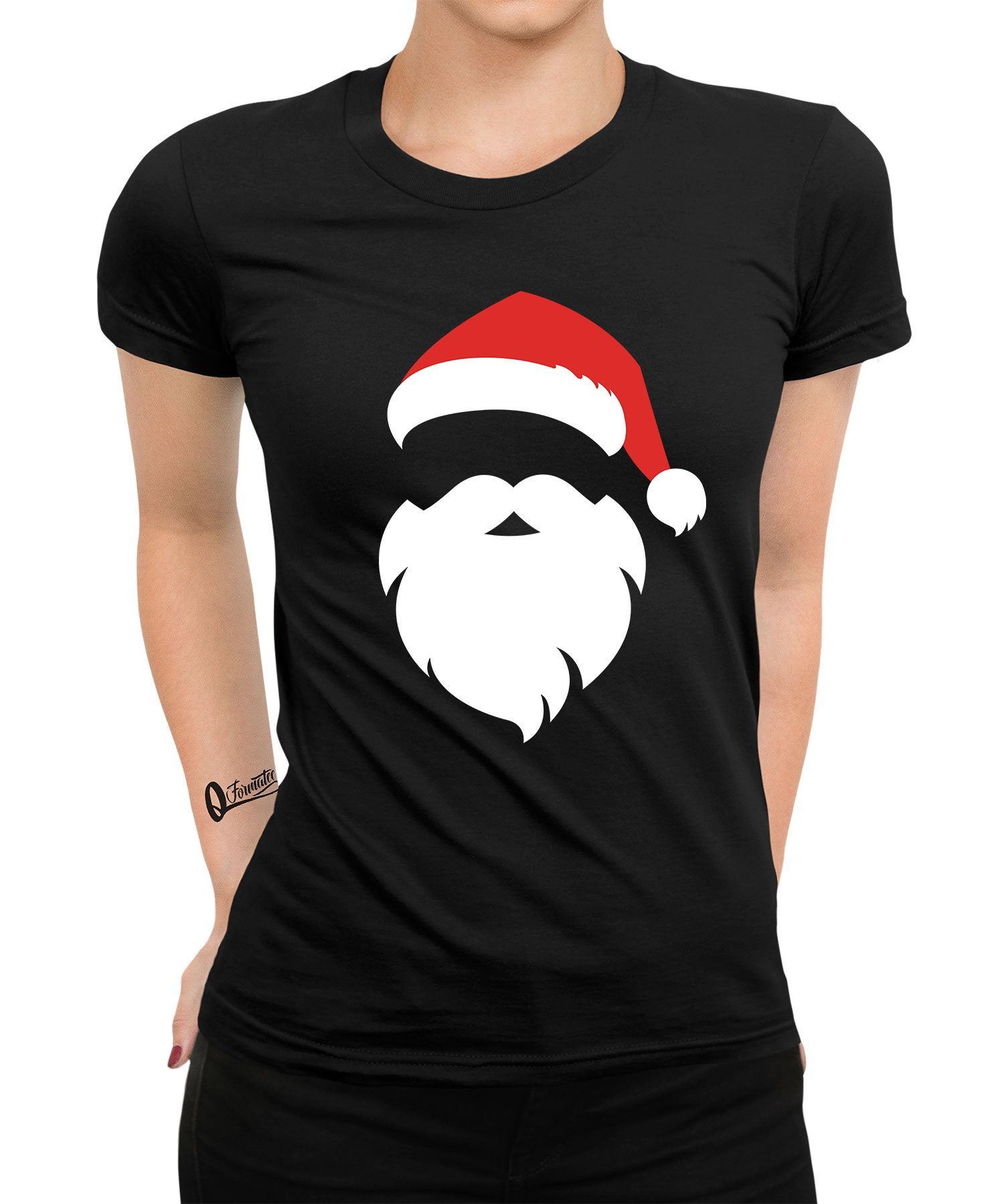 Weihnachtsmann und T-Shirt Kurzarmshirt Bart Mütze Quattro (1-tlg) Formatee Damen mit