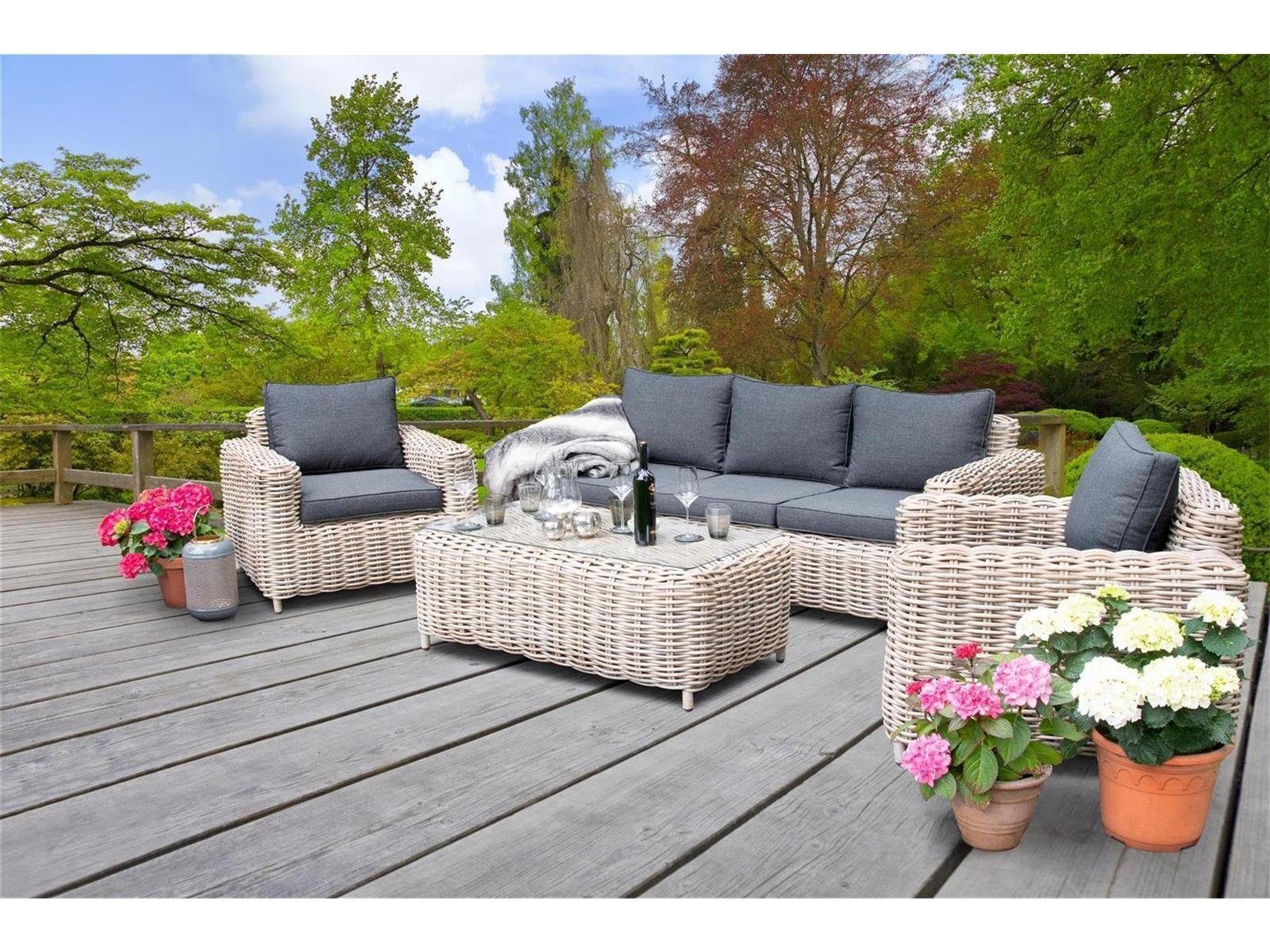 bellavista - Home&Garden® Gartenlounge-Set Aluminium Luxus Lounge Merando, ( Set, 4-tlg), Rattanlounge mit Aluminiumuntergestell