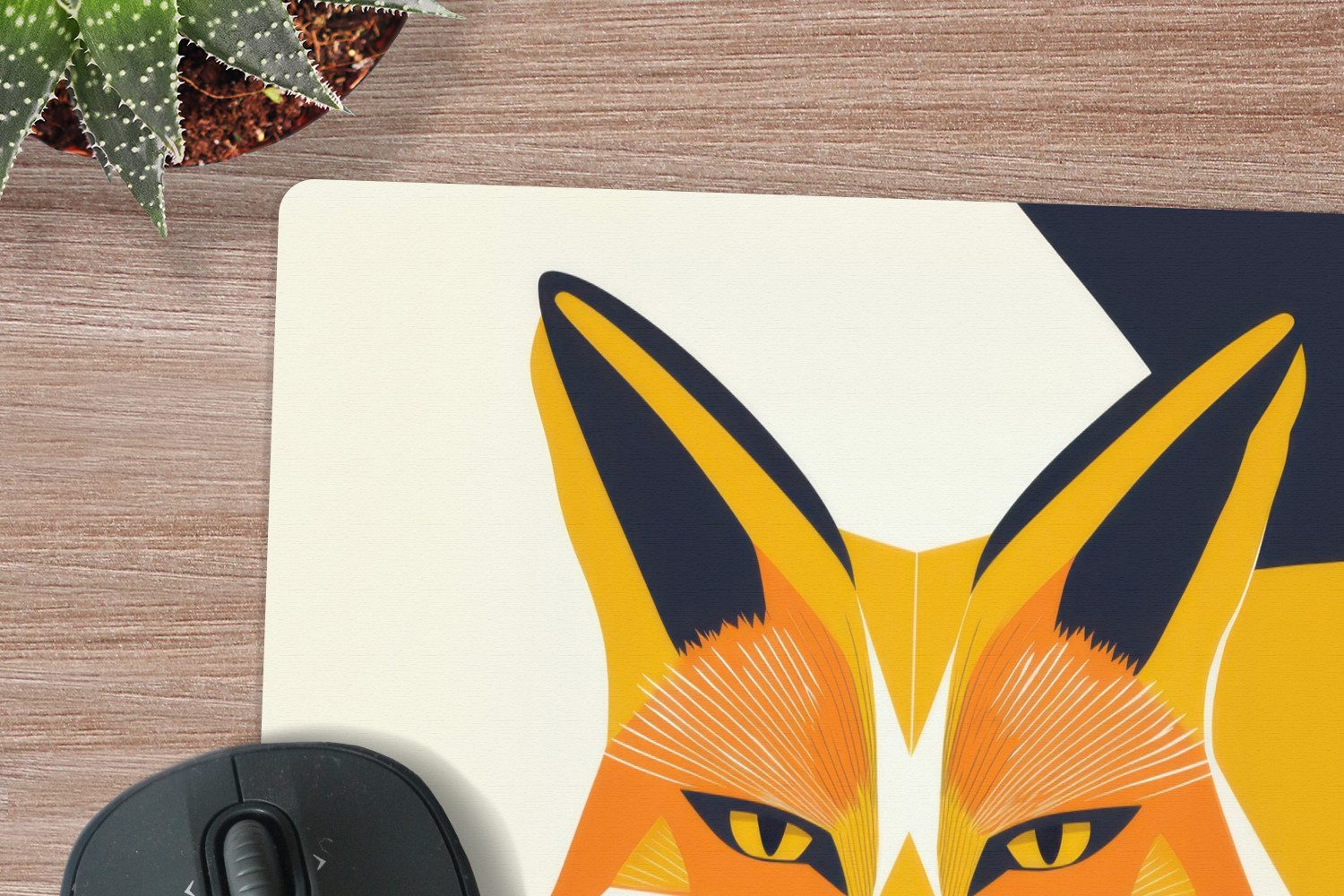MuchoWow Mauspad Fuchs - Orange - Abstrakt - Dreiecke (1-St), Schreibtischunterlage, Gaming Deko PC, Gaming Setup, 40x40 cm
