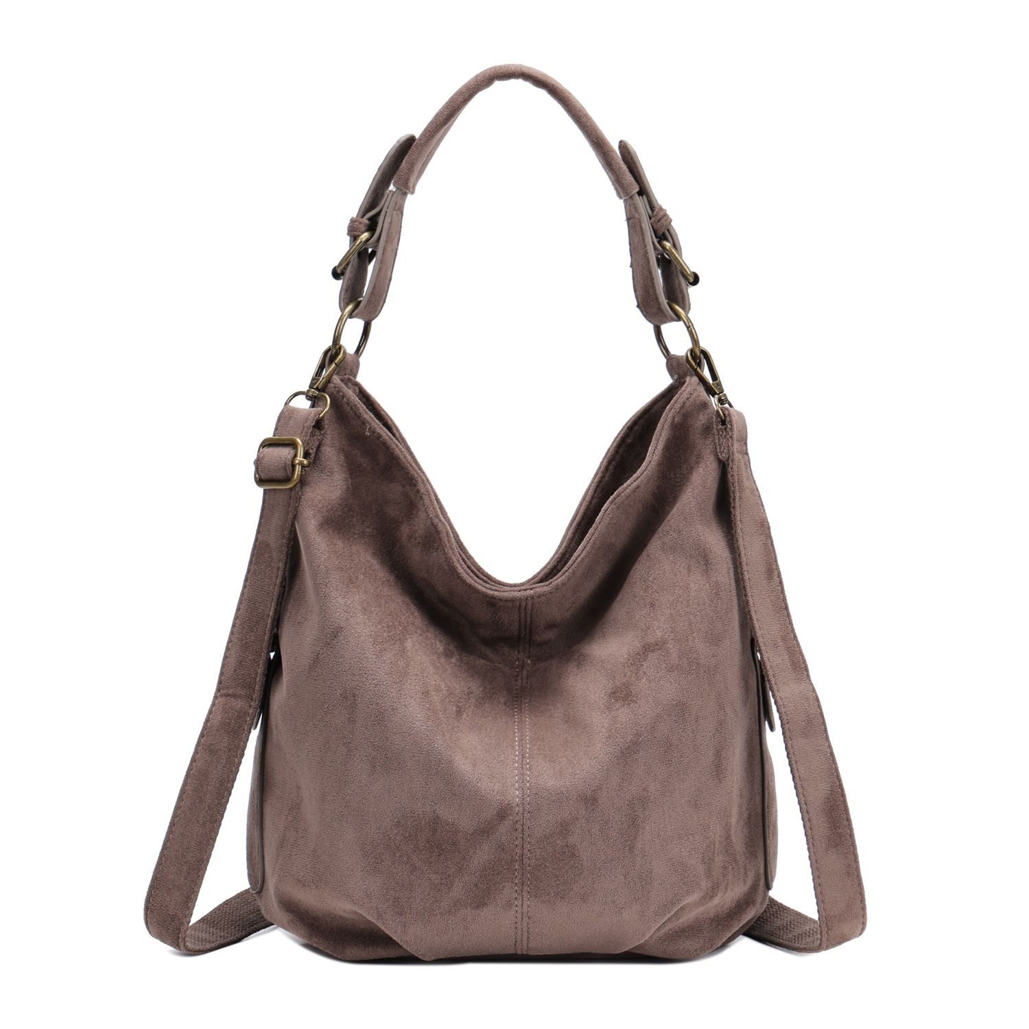 ITALYSHOP24 Schultertasche DAMEN SHOPPER Hobo Bag Umhängetasche Handtasche City Bag Cross-Over (Spar-Set: Henkel Tasche mit Schultergurt, Workbag Leder Optik, 2-tlg., mit Henkel und Schultergurt), Damentasche Freizeit Abend Leder Optik Henkeltasche Reise Crossbody