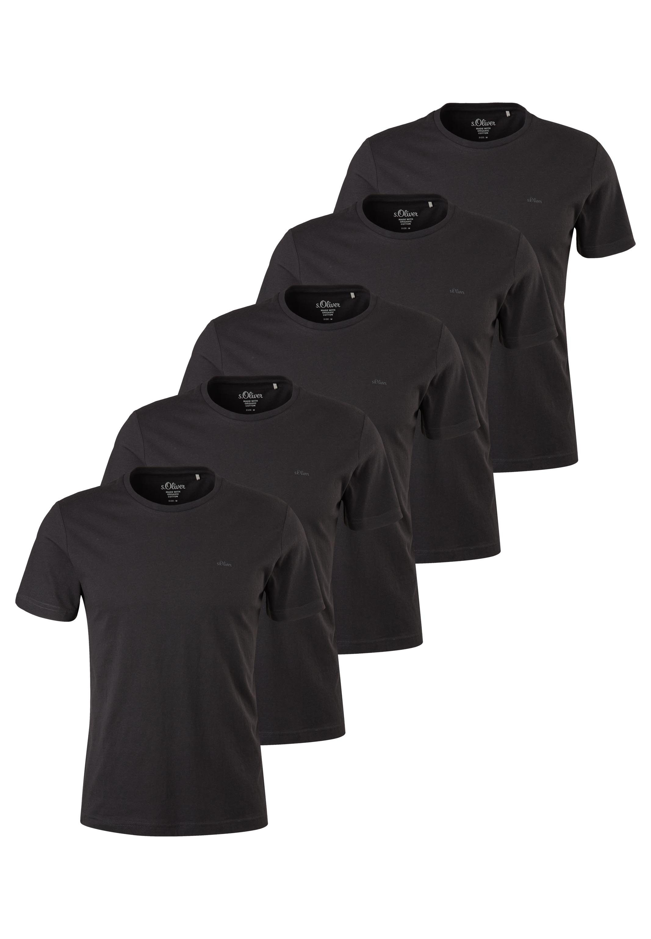 s.Oliver T-Shirt 5er Pack Basic (Spar-Set, 5-tlg) T-Shirt - Baumwolle - Atmungsaktiv - Weiche Jersey Qualität
